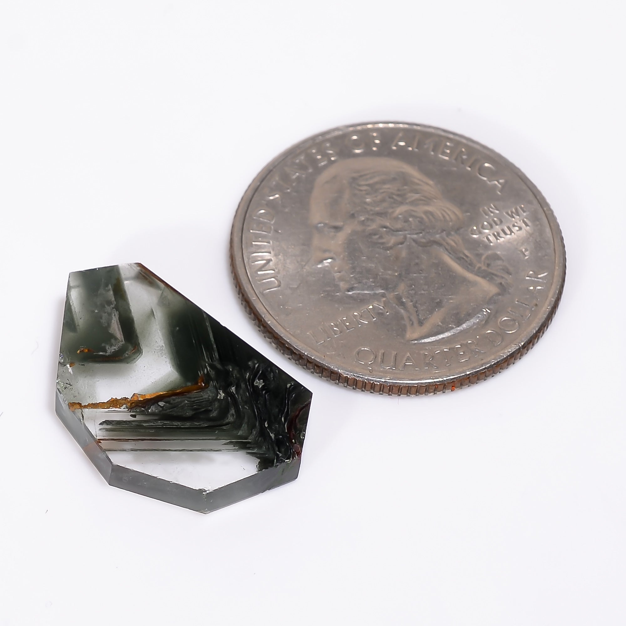 Green Phantom Quartz Fancy Shape Slice Loose Gemstone For Making Jewelry 10 Ct. 21X14X3 mm Y-9354