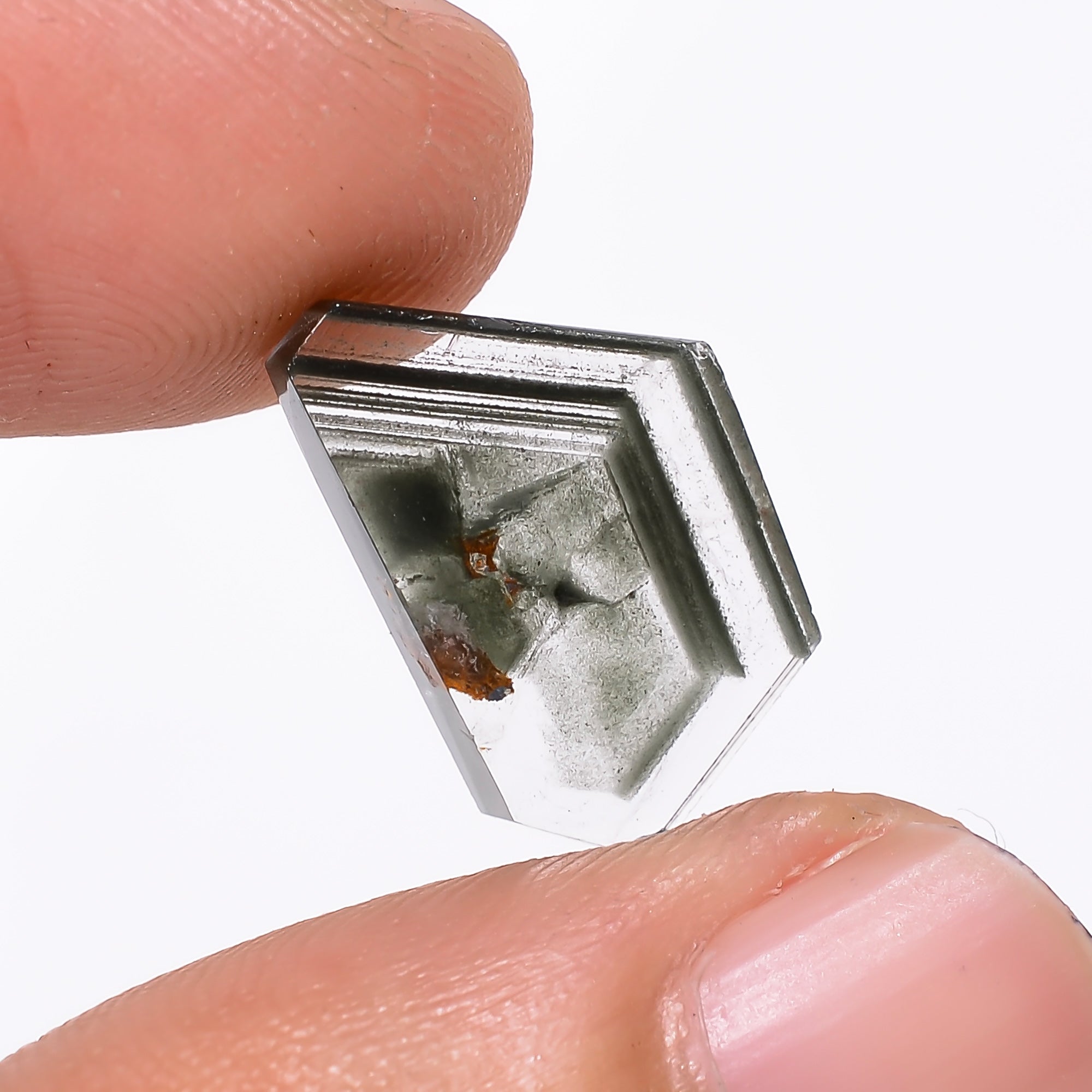 Green Phantom Quartz Fancy Shape Slice Loose Gemstone For Making Jewelry 4.5 Ct. 15X10X3 mm Y-9357