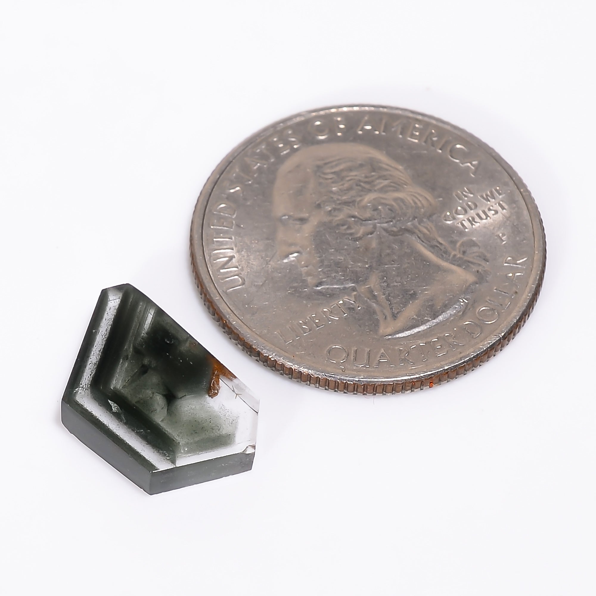 Green Phantom Quartz Fancy Shape Slice Loose Gemstone For Making Jewelry 4.5 Ct. 15X10X3 mm Y-9357