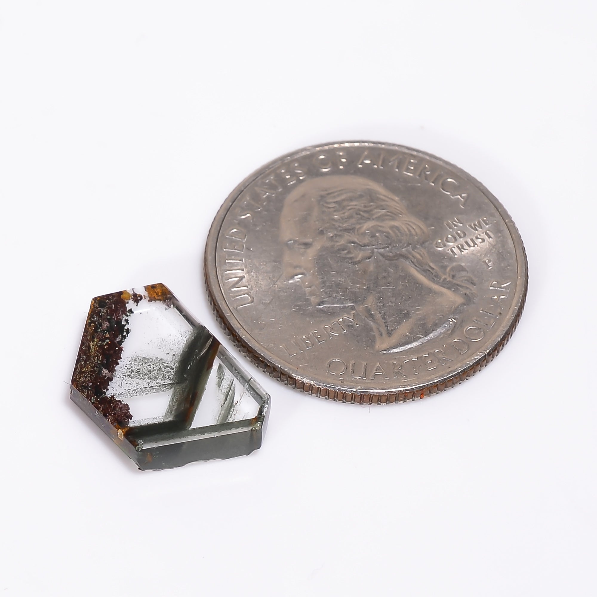 Green Phantom Quartz Fancy Shape Slice Loose Gemstone For Making Jewelry 6 Ct. 16X11X3 mm Y-9358