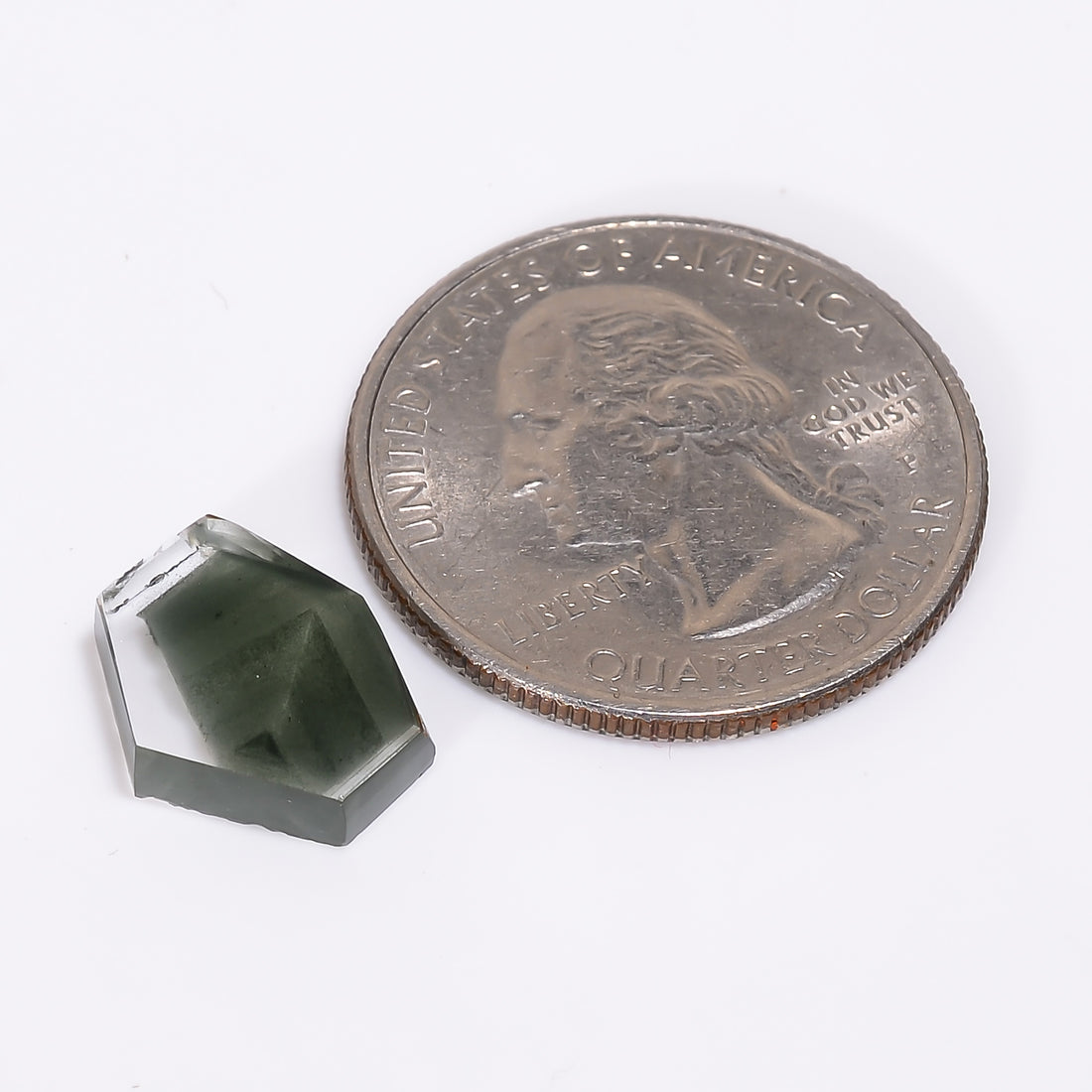 Green Phantom Quartz Fancy Shape Slice Loose Gemstone For Making Jewelry 4.5 Ct. 12X10X3 mm Y-9363