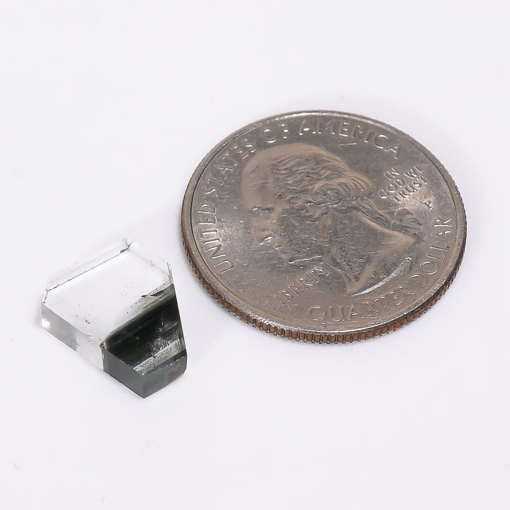 Green Phantom Quartz Fancy Shape Slice Loose Gemstone For Making Jewelry 4.5 Ct. 12X10X3 mm Y-9367