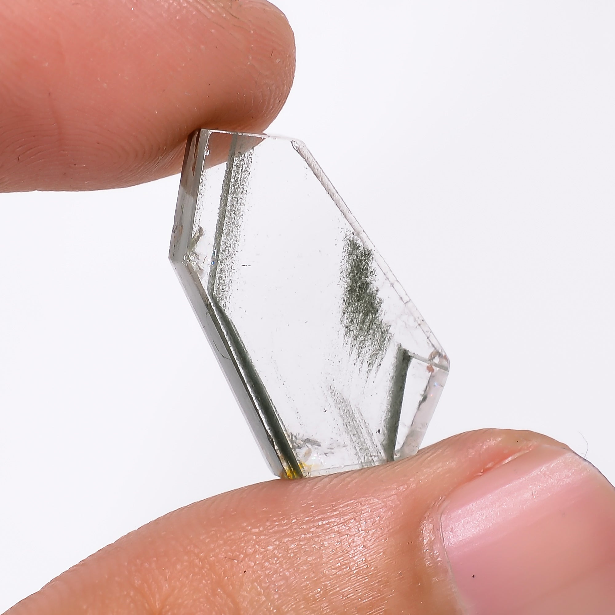 Green Phantom Quartz Fancy Shape Slice Loose Gemstone For Making Jewelry 9 Ct. 21X11X3 mm Y-9368