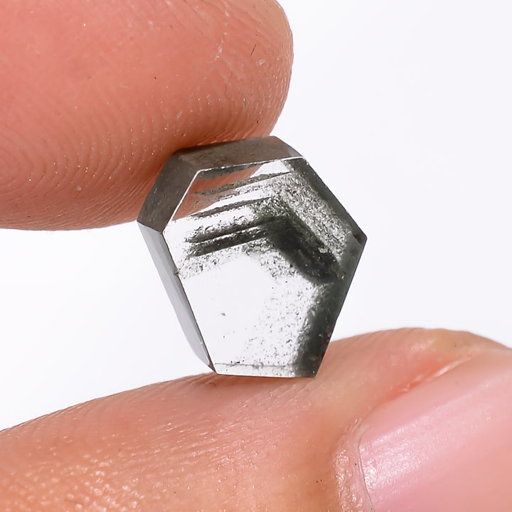 Green Phantom Quartz Fancy Shape Slice Loose Gemstone For Making Jewelry 2.5 Ct. 8X7X3 mm Y-9369