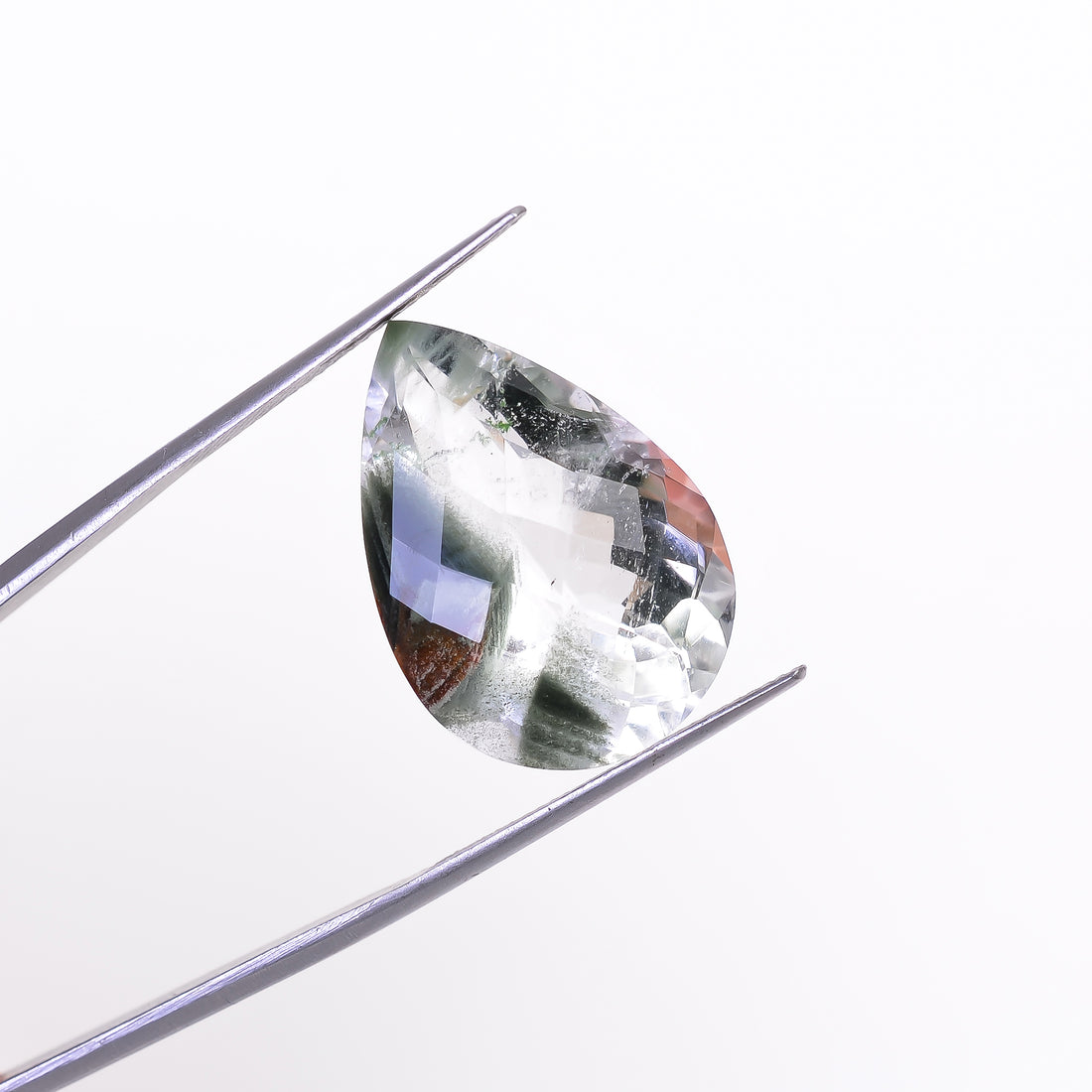 Green Phantom Quartz Pear Shape Faceted Loose Gemstone For Making Jewelry 21 Ct. 23X16X11 mm Y-9380