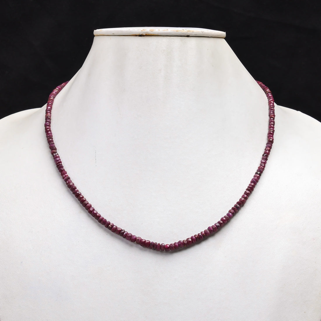 Natural Pink Ruby Gemstone Rondelle Shape Faceted Beads Necklace 18-20", 3X3  4X4 MM, 75.5 Ct. YN-137
