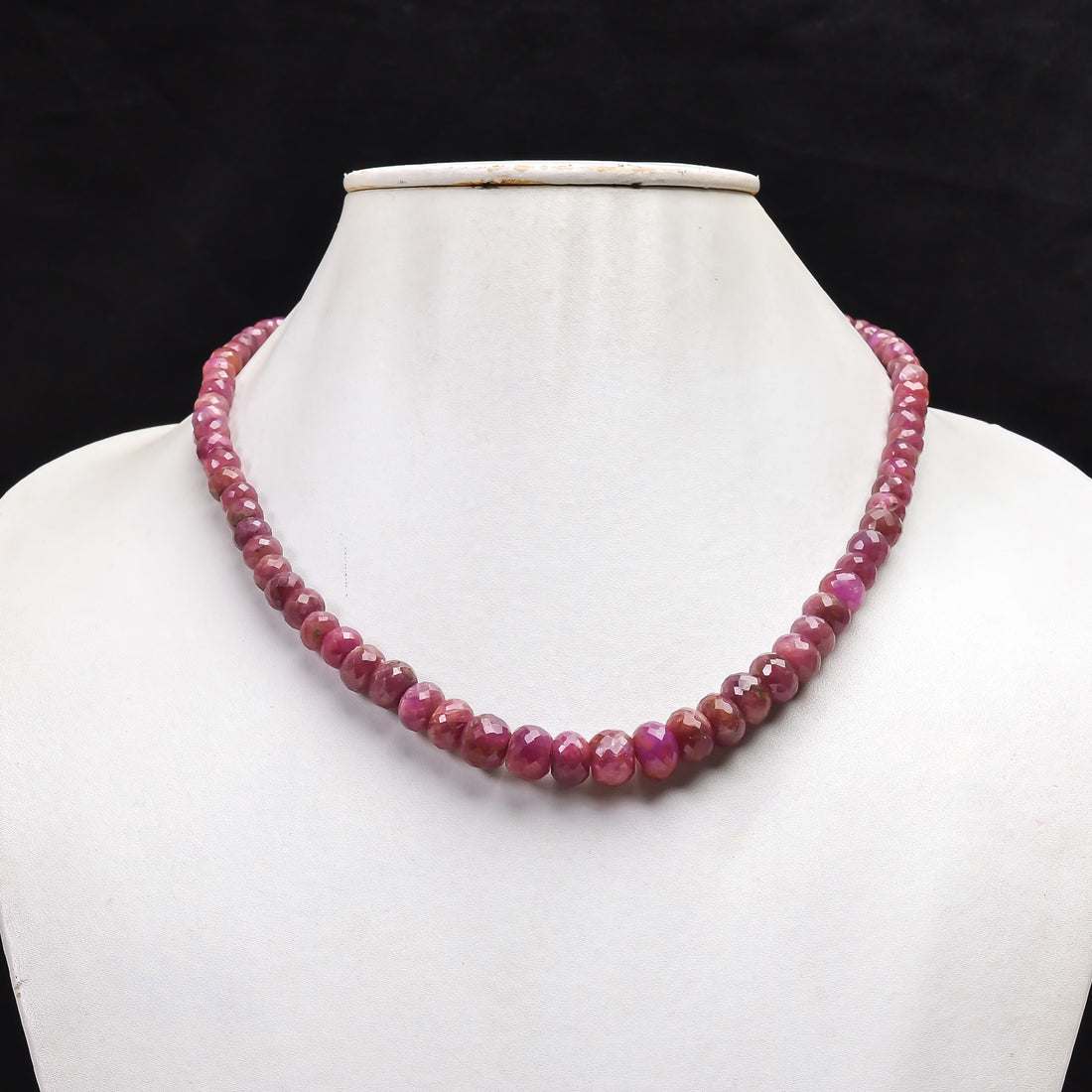 Natural Pink Ruby Gemstone Rondelle Shape Faceted Beads Necklace 17-19"  6*6 10*10 MM 295.5 Ct. YN-140