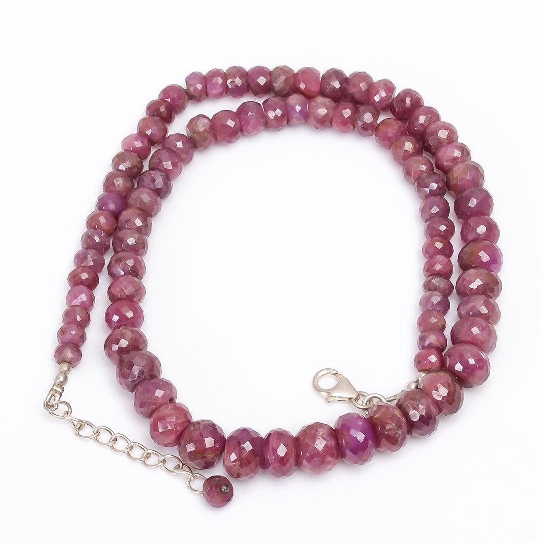 Natural Pink Ruby Gemstone Rondelle Shape Faceted Beads Necklace 17-19"  6*6 10*10 MM 295.5 Ct. YN-140
