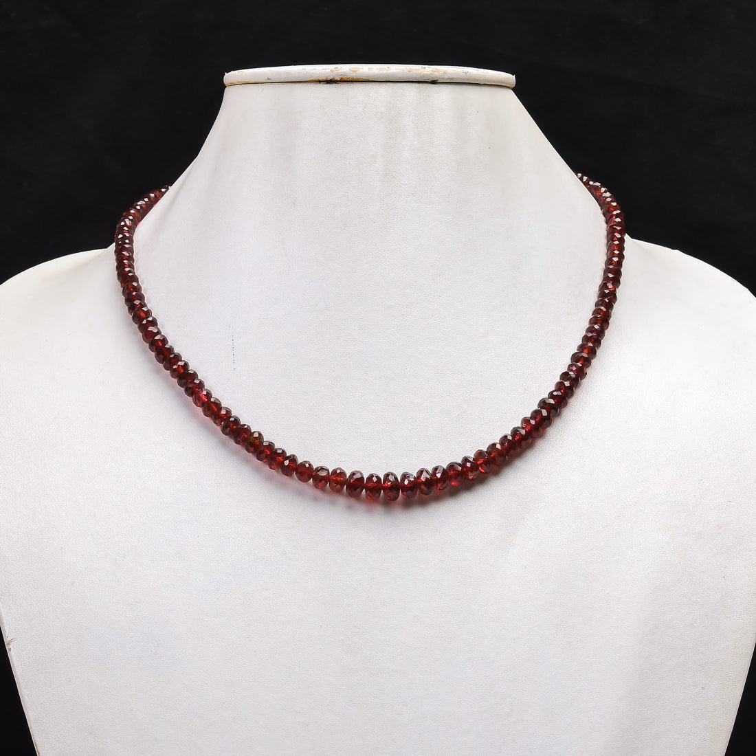 Natural Mozambique Garnet Gemstone Rondelle Shape Faceted Beads Necklace 17-19" 4*4  7*7, 135.5 Ct.  YN-141