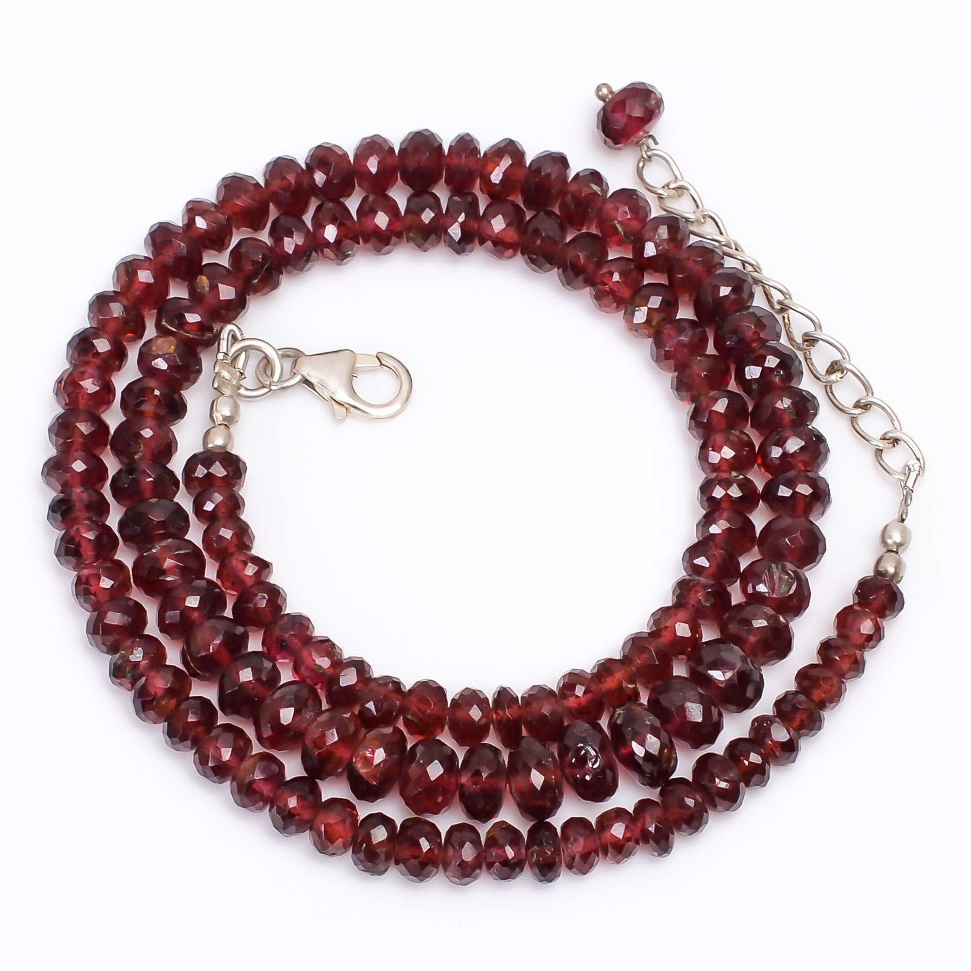 Natural Mozambique Garnet Gemstone Rondelle Shape Faceted Beads Necklace 17-19" 4*4  7*7, 135.5 Ct.  YN-141