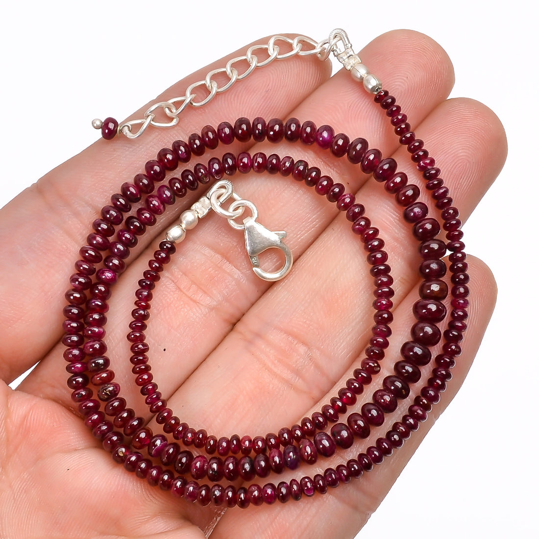 Natural Pink Ruby Gemstone Rondelle Shape Smooth Beads Necklace 17-19" 2*2 5*5 MM, 55 Ct. YN-144
