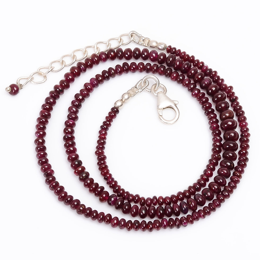 Natural Pink Ruby Gemstone Rondelle Shape Smooth Beads Necklace 17-19" 2*2 5*5 MM, 55 Ct. YN-144