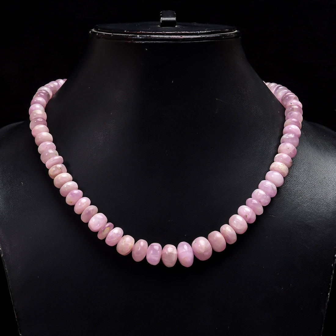 Natural Pink Kunzite Gemstone Rondelle Shape Smooth Beads Necklace 17-19" ,7X7 13X13 mm,324 Ct. YN-164