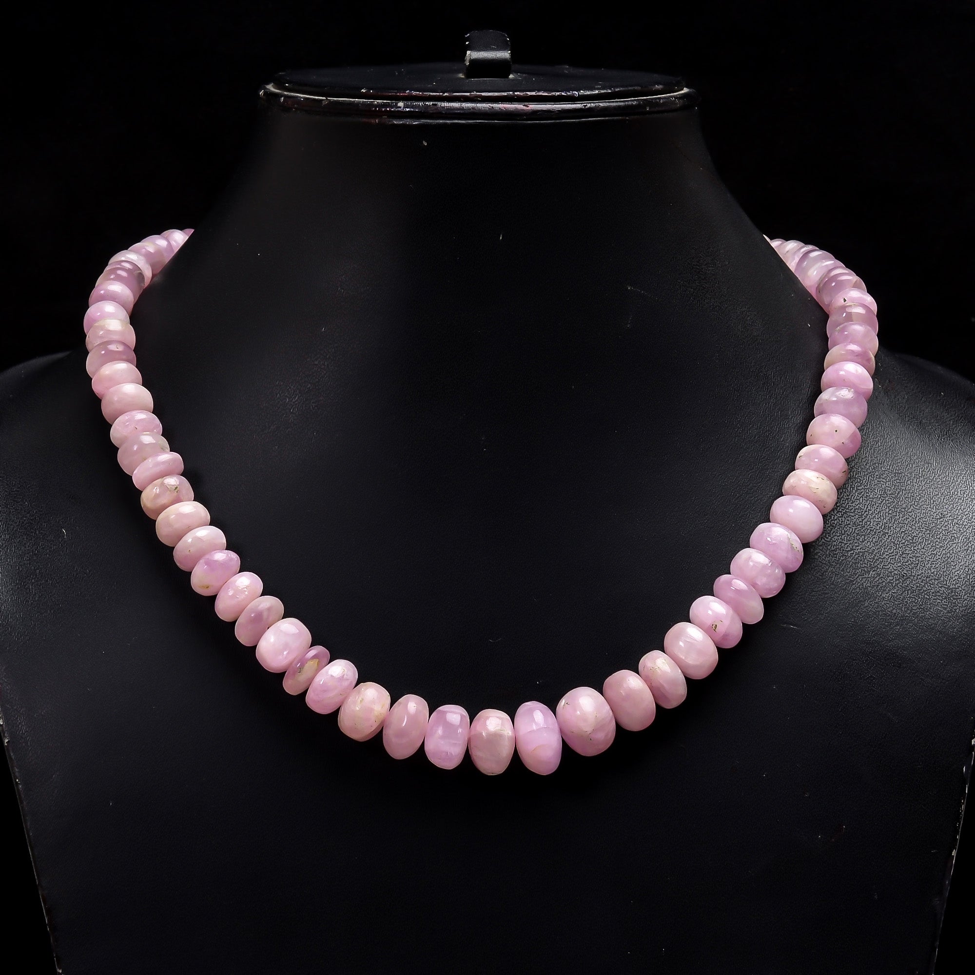 Natural Pink Kunzite Gemstone Rondelle Shape Smooth Beads Necklace 17-19" ,7X7 13X13 mm,324 Ct. YN-164