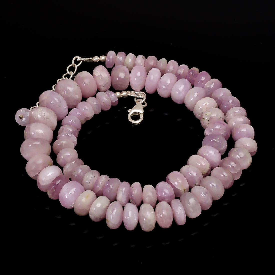 Natural Pink Kunzite Gemstone Rondelle Shape Smooth Beads Necklace 17-19" ,7X7 13X13 mm,324 Ct. YN-164