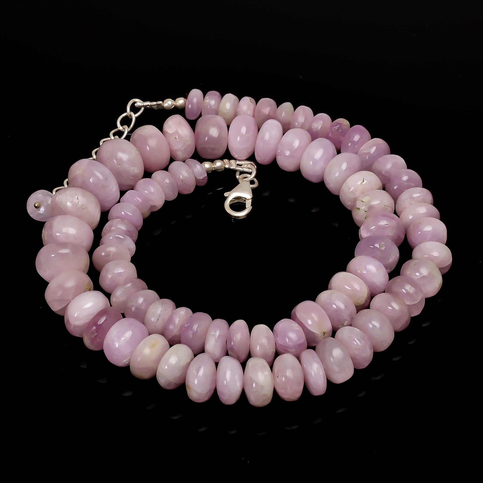 Natural Pink Kunzite Gemstone Rondelle Shape Smooth Beads Necklace 17-19" ,7X7 13X13 mm,324 Ct. YN-164