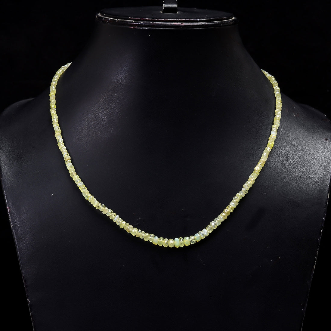Natural chrysoberyl Cats Eye Gemstone Rondelle Shape Faceted Beads Necklace 17-19" ,3X3 5X5 mm, 60 Ct. YN-168