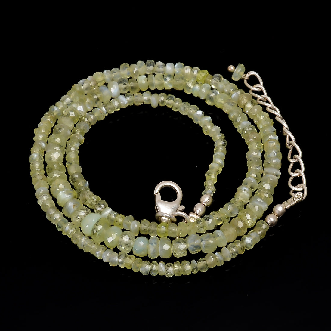 Natural chrysoberyl Cats Eye Gemstone Rondelle Shape Faceted Beads Necklace 17-19" ,3X3 5X5 mm, 60 Ct. YN-168
