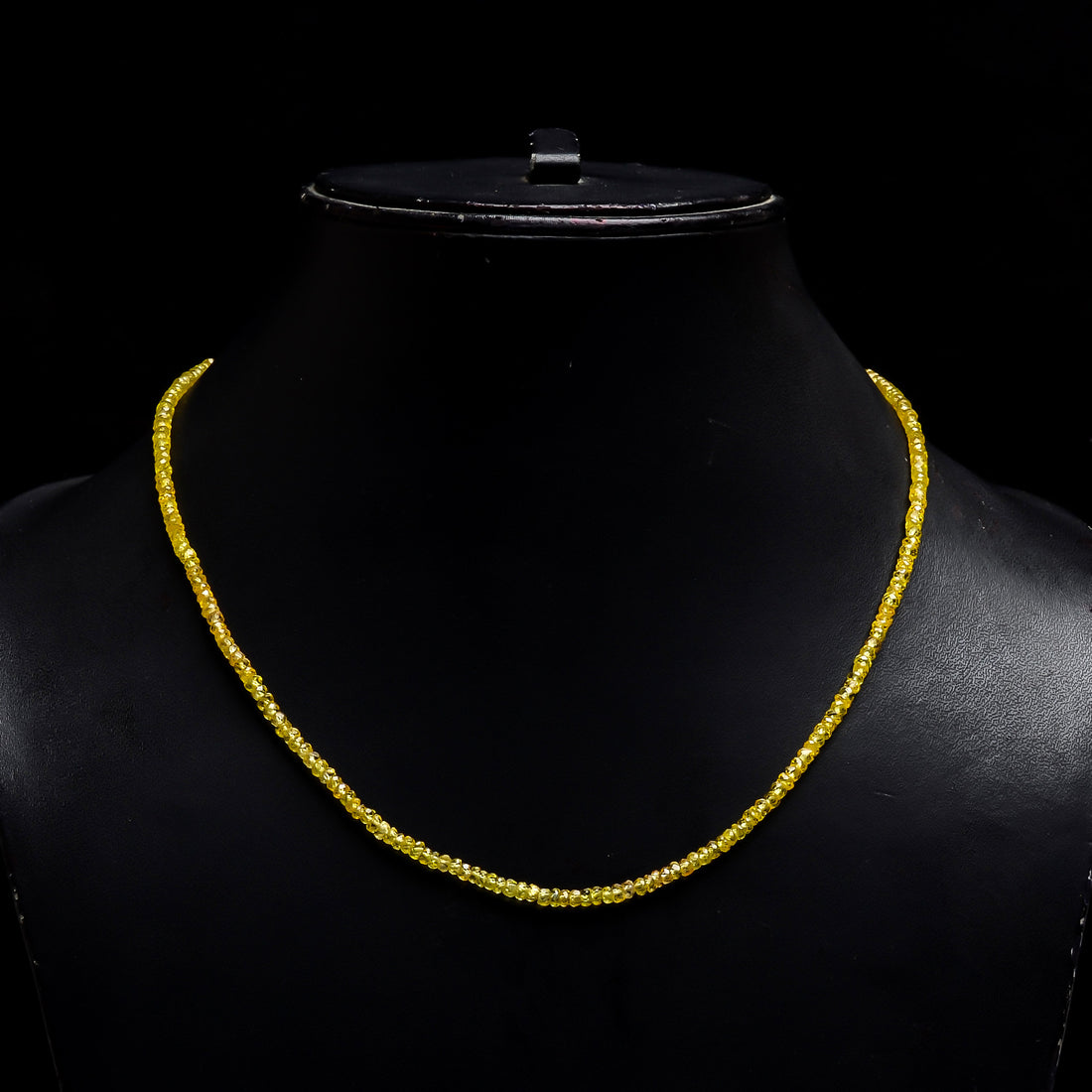 Natural Yellow Sapphire Gemstone Rondelle Shape Faceted Beads Necklace 17-19" ,2X2 3X3 mm, 41.5 Ct. YN-173