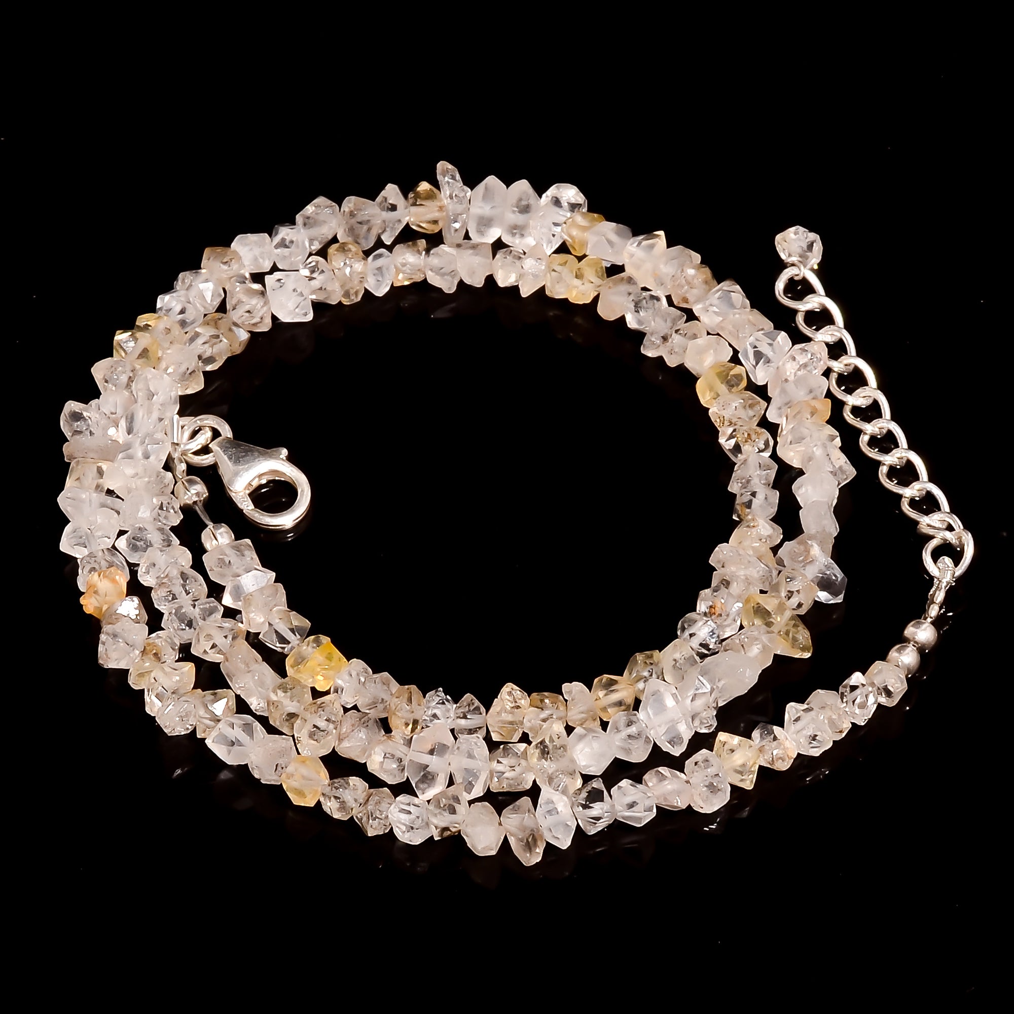 Herkimer Diamond Natural Gemstone Fancy Shape Faceted Beads Necklace 17-19" ,5X2 8X3 mm 56 Ct. YN-194