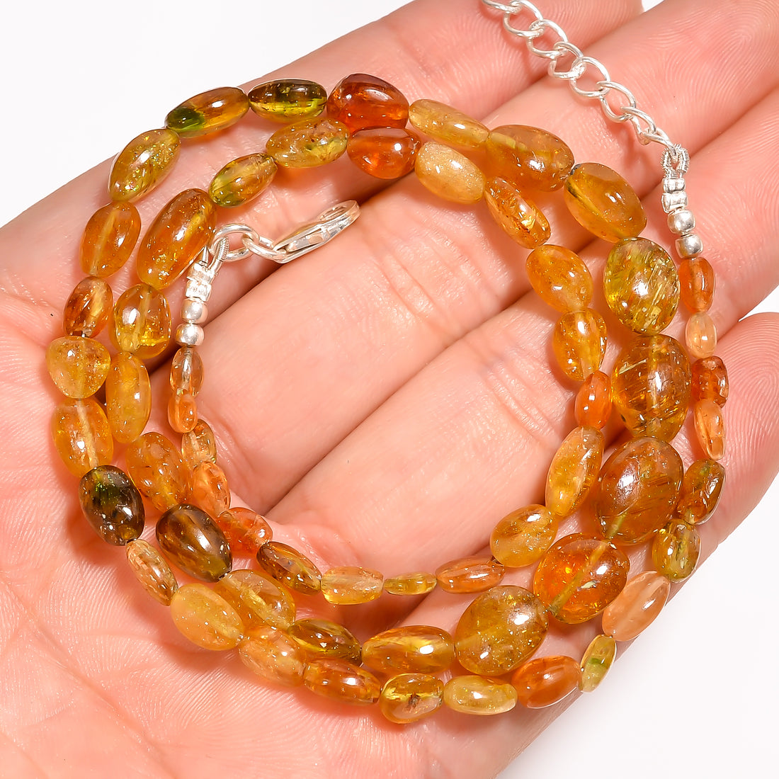 Multi Tourmaline Natural Gemstone Oval Shape Smooth Beads Necklace 17-20" ,4X4 11X8 mm 93.5 Ct. YN-201