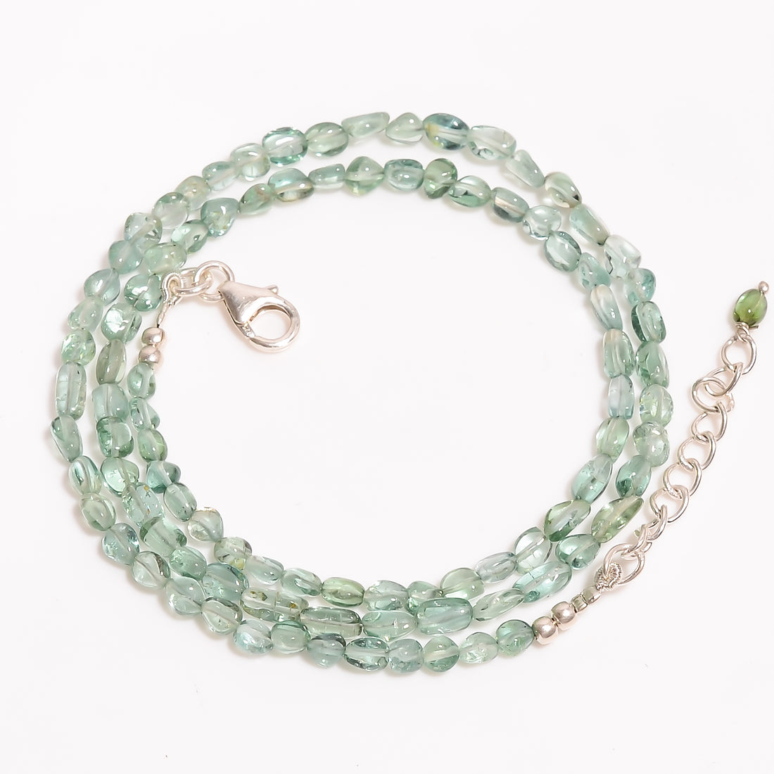 Green Tourmaline Natural Gemstone Oval Shape Smooth Beads Necklace 17-19" ,3X3 5X3 mm 47 Ct. YN-203