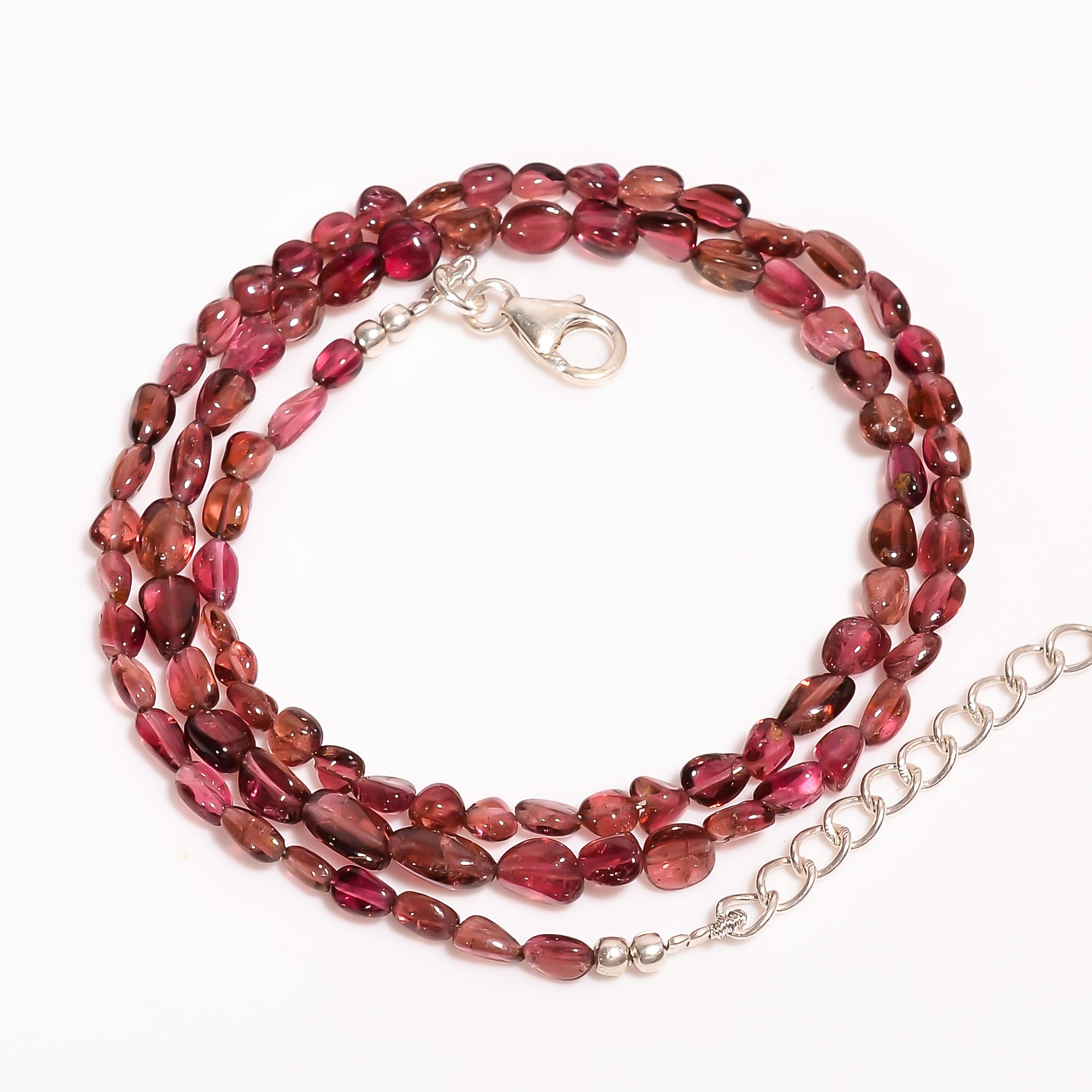 Pink Tourmaline Natural Gemstone Oval Shape Smooth Beads Necklace 17-19" ,3X3 7X5 mm 46 Ct. YN-205