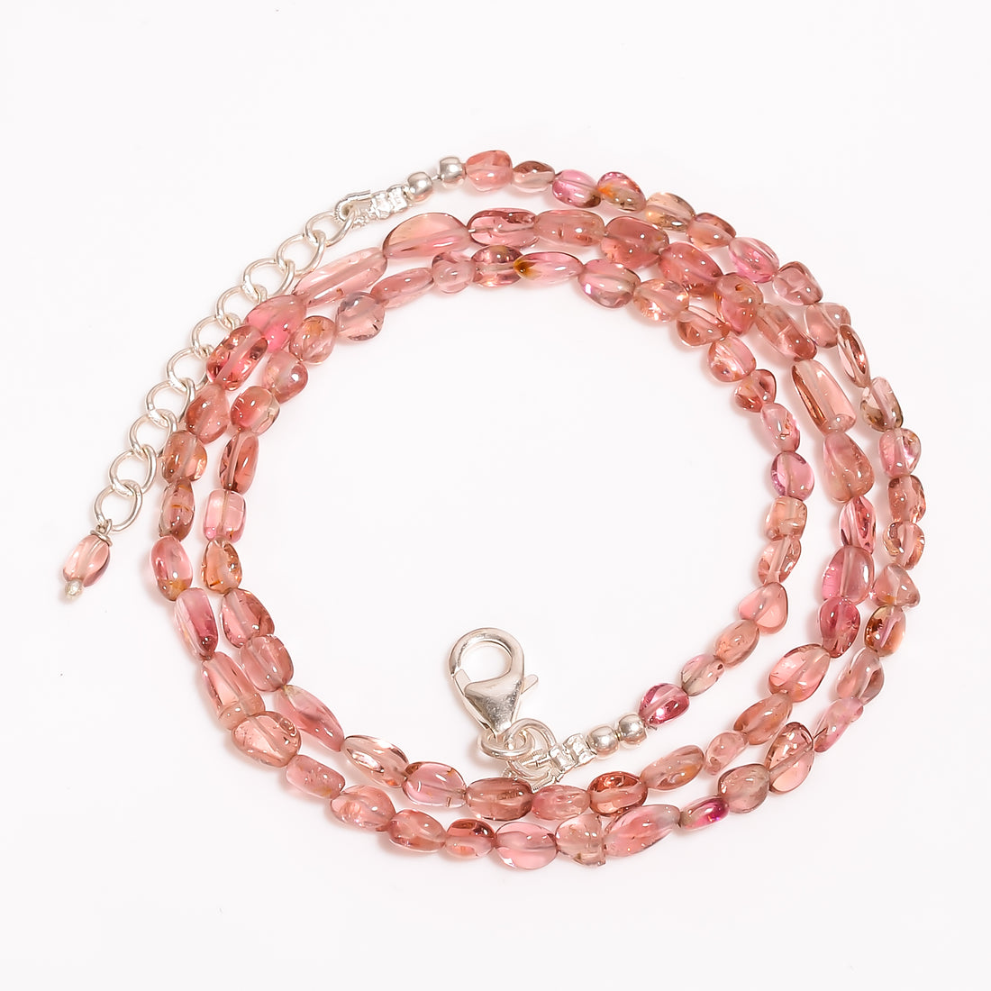 Pink Tourmaline Natural Gemstone Oval Shape Smooth Beads Necklace 17-19" ,3X3 8X4 mm 46 Ct. YN-206