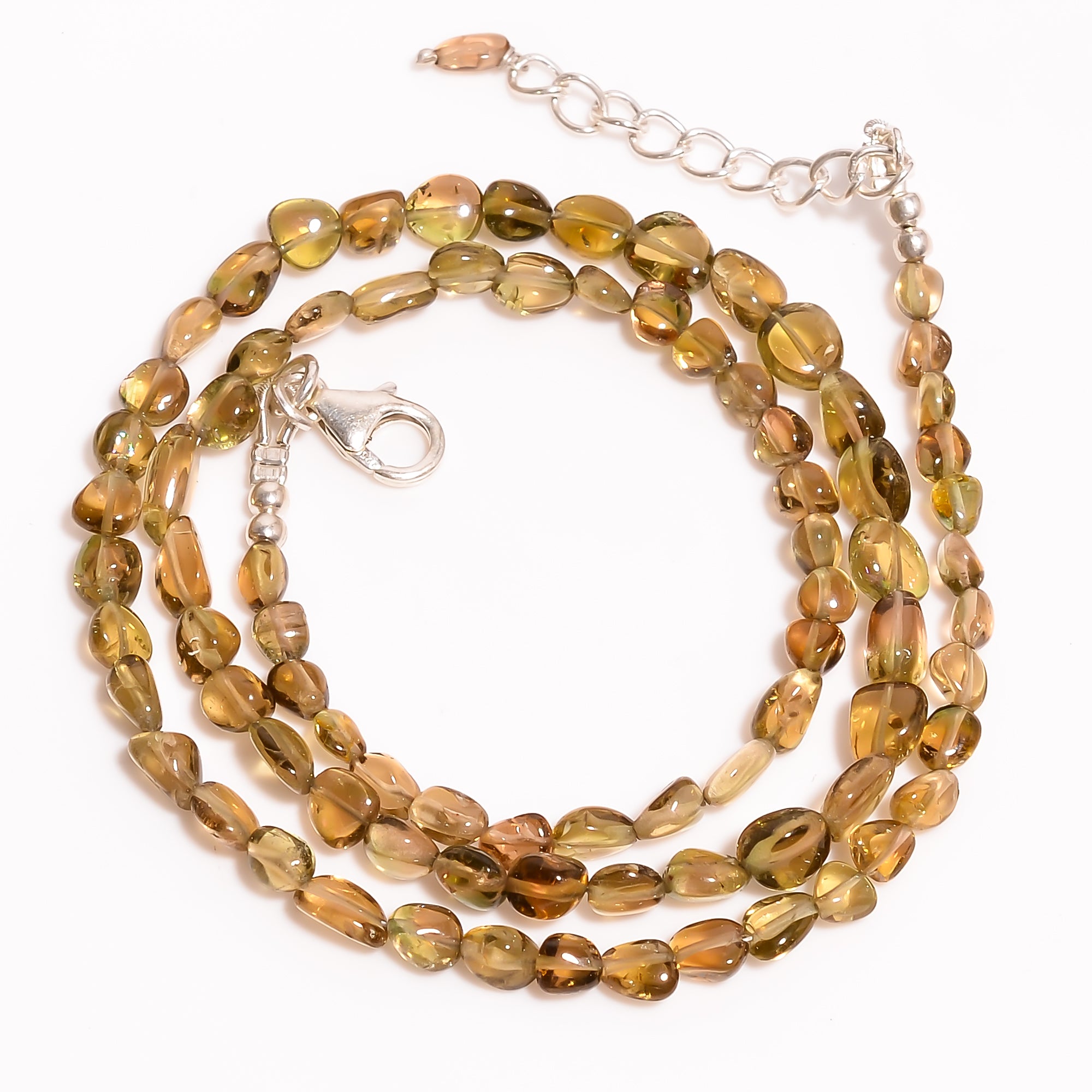 Brown Tourmaline Natural Gemstone Tumbled Shape Smooth Beads Necklace 17-19" ,9X3 8X4 mm 56 Ct. YN-214