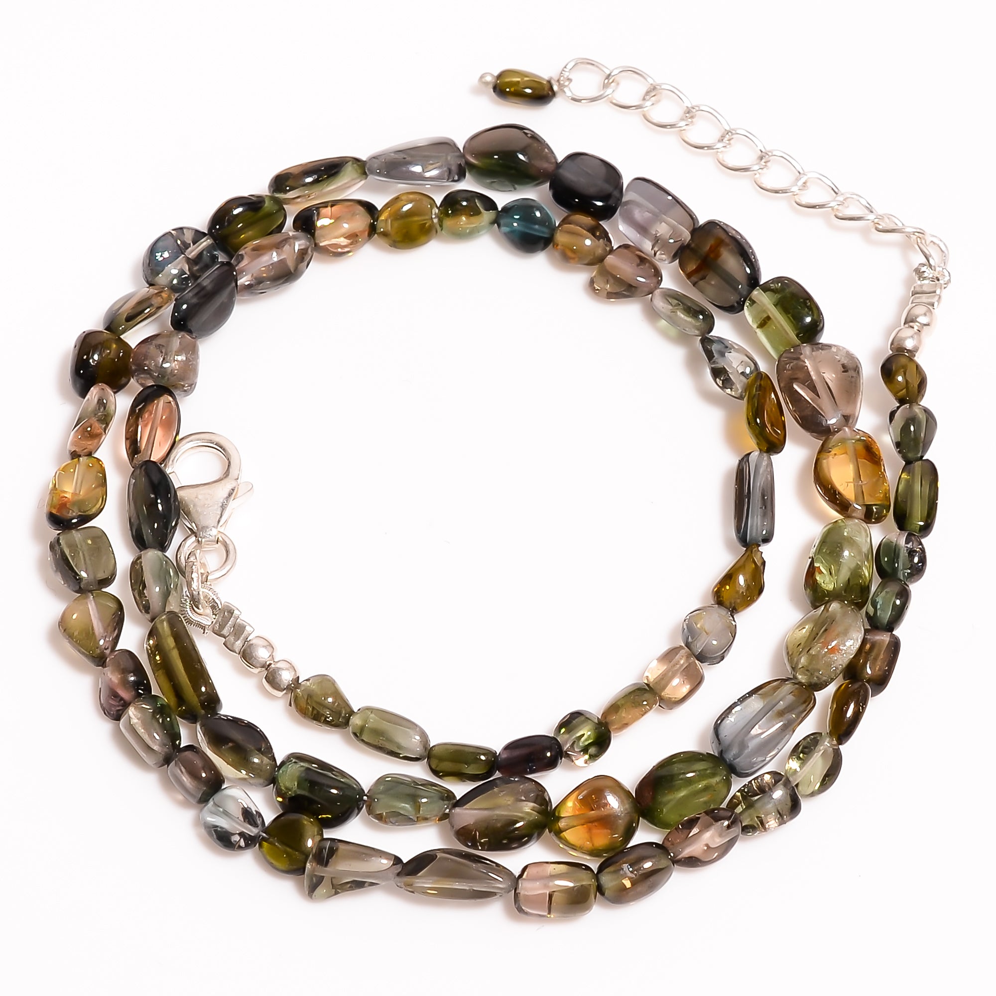 Brown Tourmaline Natural Gemstone Tumbled Shape Smooth Beads Necklace 17-19" ,3X3 8X5 mm 67 Ct. YN-215