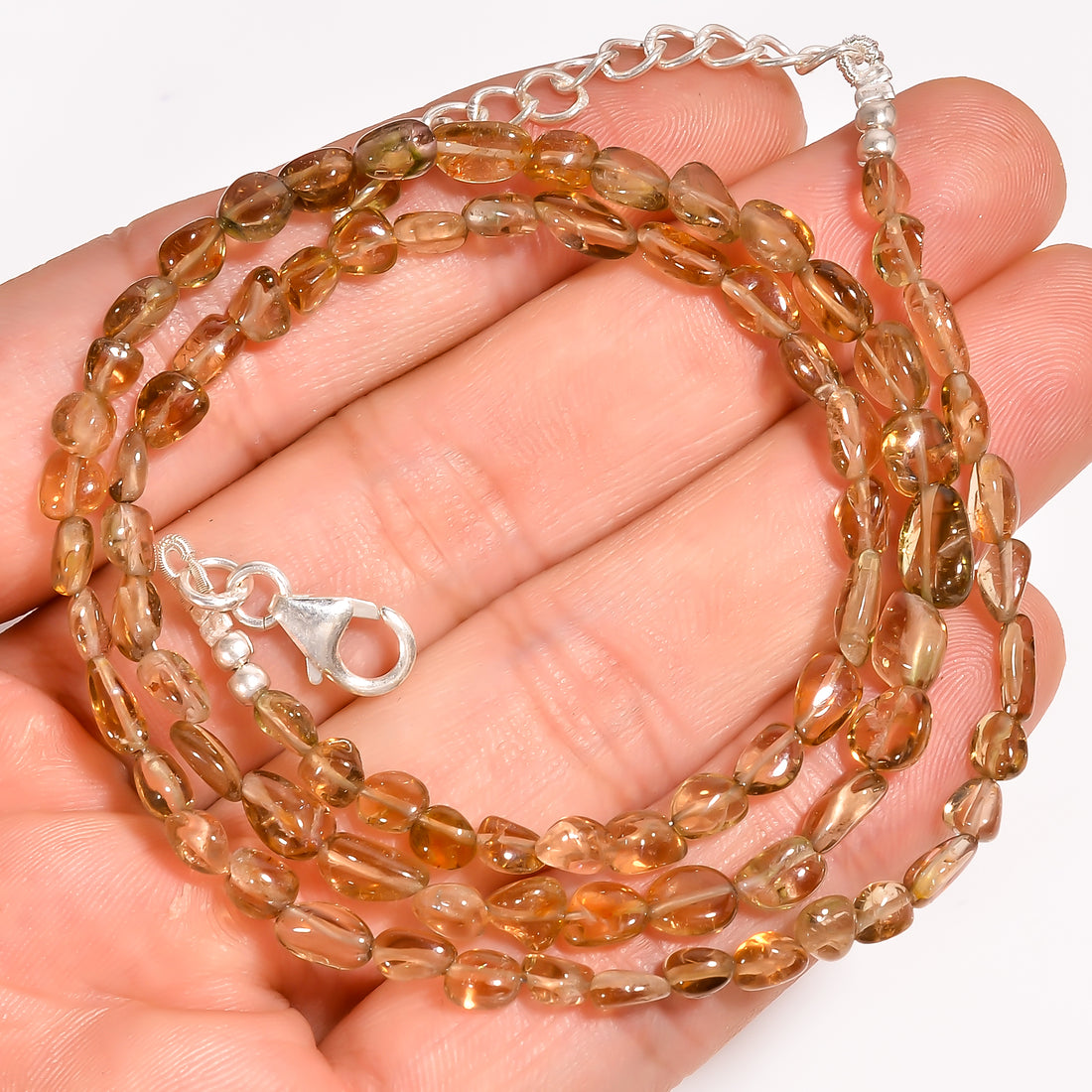 Brown Tourmaline Natural Gemstone Tumbled Shape Smooth Beads Necklace 17-19" ,4X4 7X5 mm 51.5 Ct. YN-216