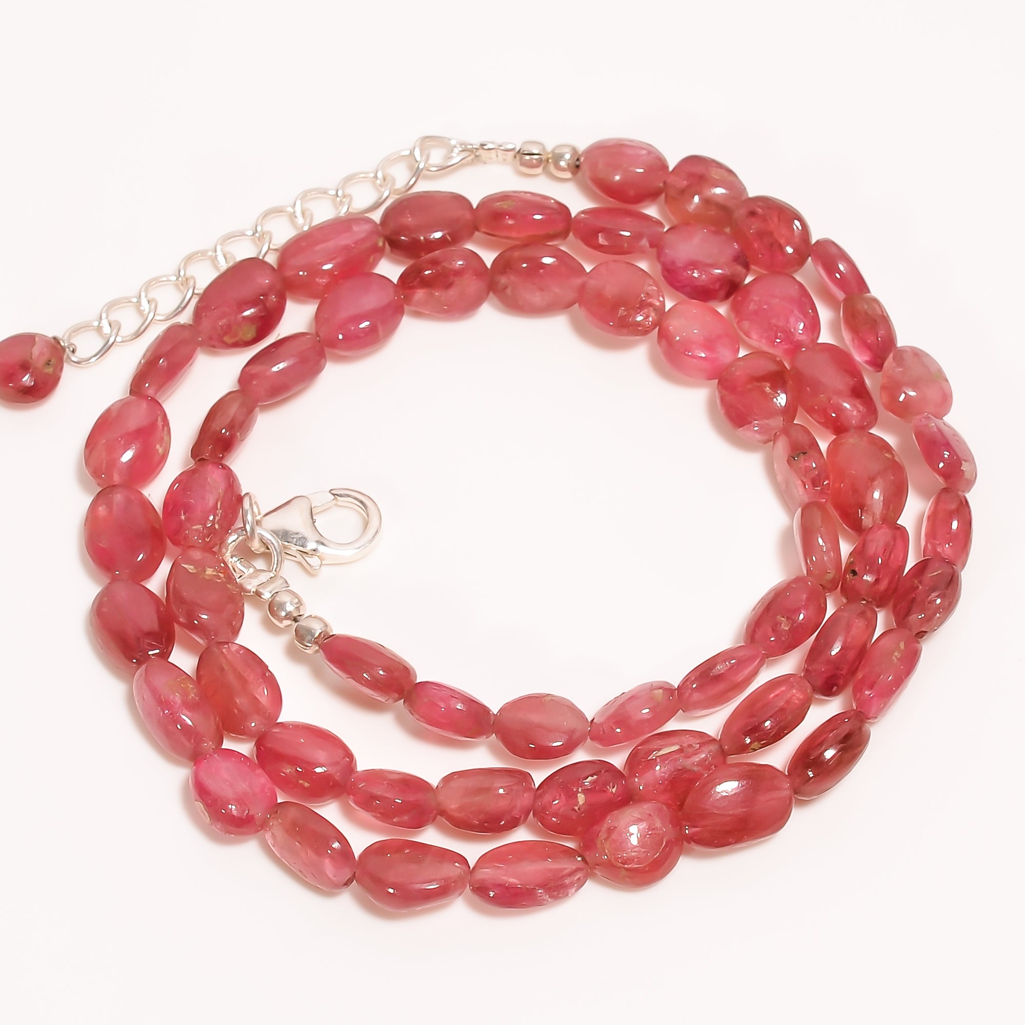 Pink Tourmaline Natural Gemstone Oval Shape Smooth Beads Necklace 17-19" ,5X5 8X6 mm 90 Ct. YN-222