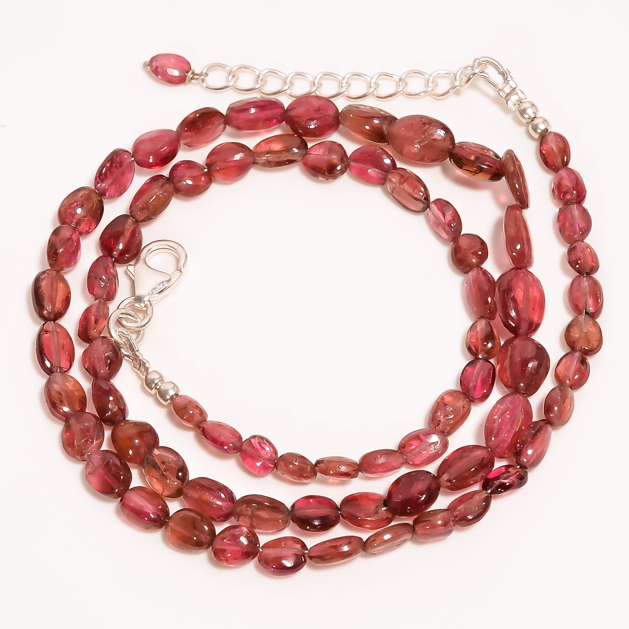 Pink Tourmaline Natural Gemstone Oval Shape Smooth Beads Necklace 18-20" ,4X4 8X6 mm 65 Ct. YN-225