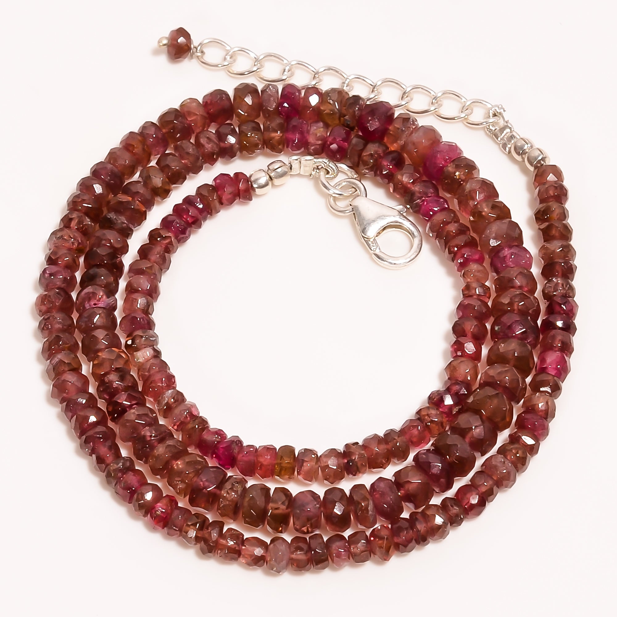 Pink Tourmaline Natural Gemstone Rondelle Shape Faceted Beads Necklace 17-19" ,3X3 5X5 mm 77.5 Ct. YN-230