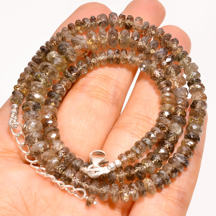 Zircon Natural Gemstone Rondelle Shape Faceted Beads Necklace 17-19" ,4X4 8X8 mm 190 Ct. YN-237