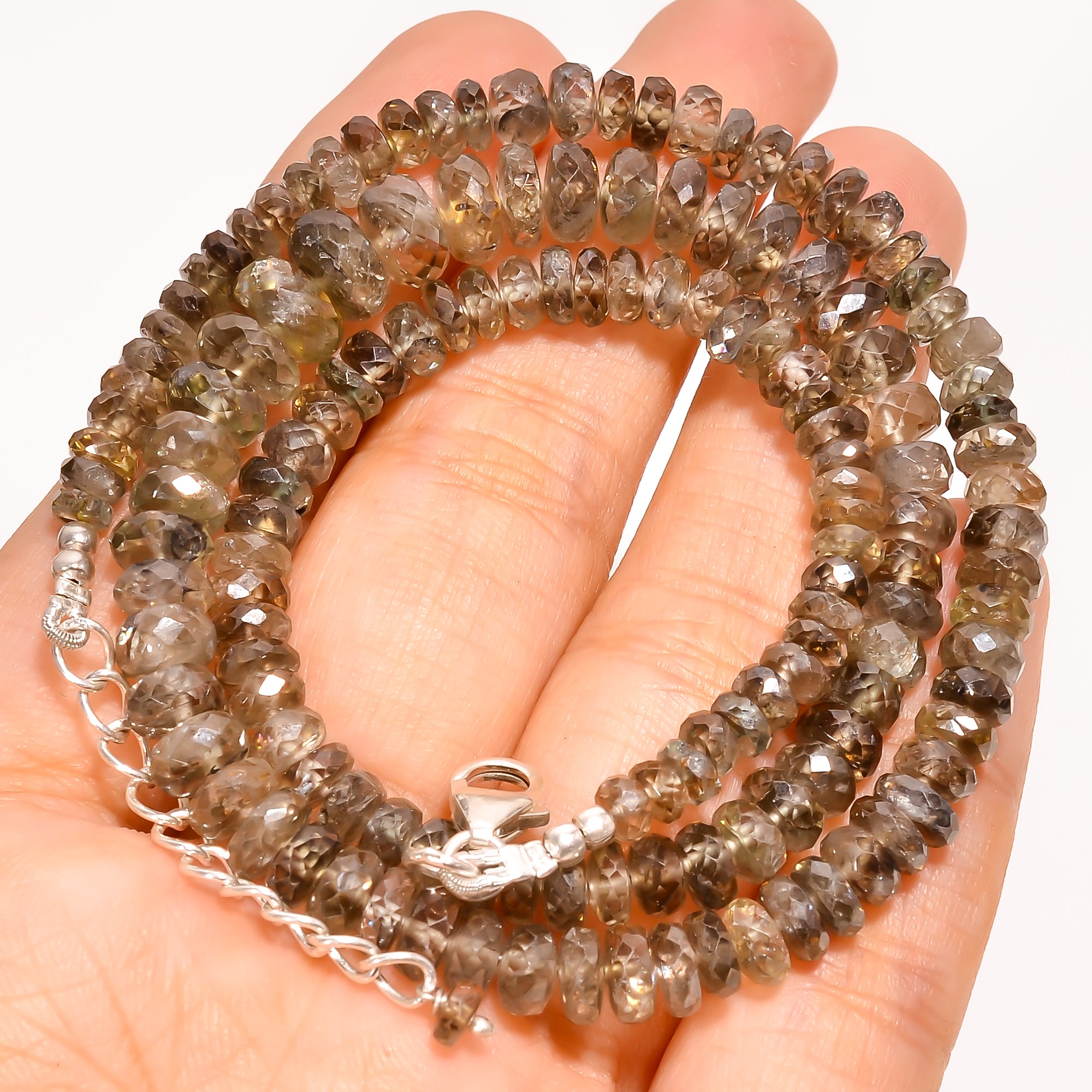 Zircon Natural Gemstone Rondelle Shape Faceted Beads Necklace 17-19" ,4X4 8X8 mm 190 Ct. YN-237