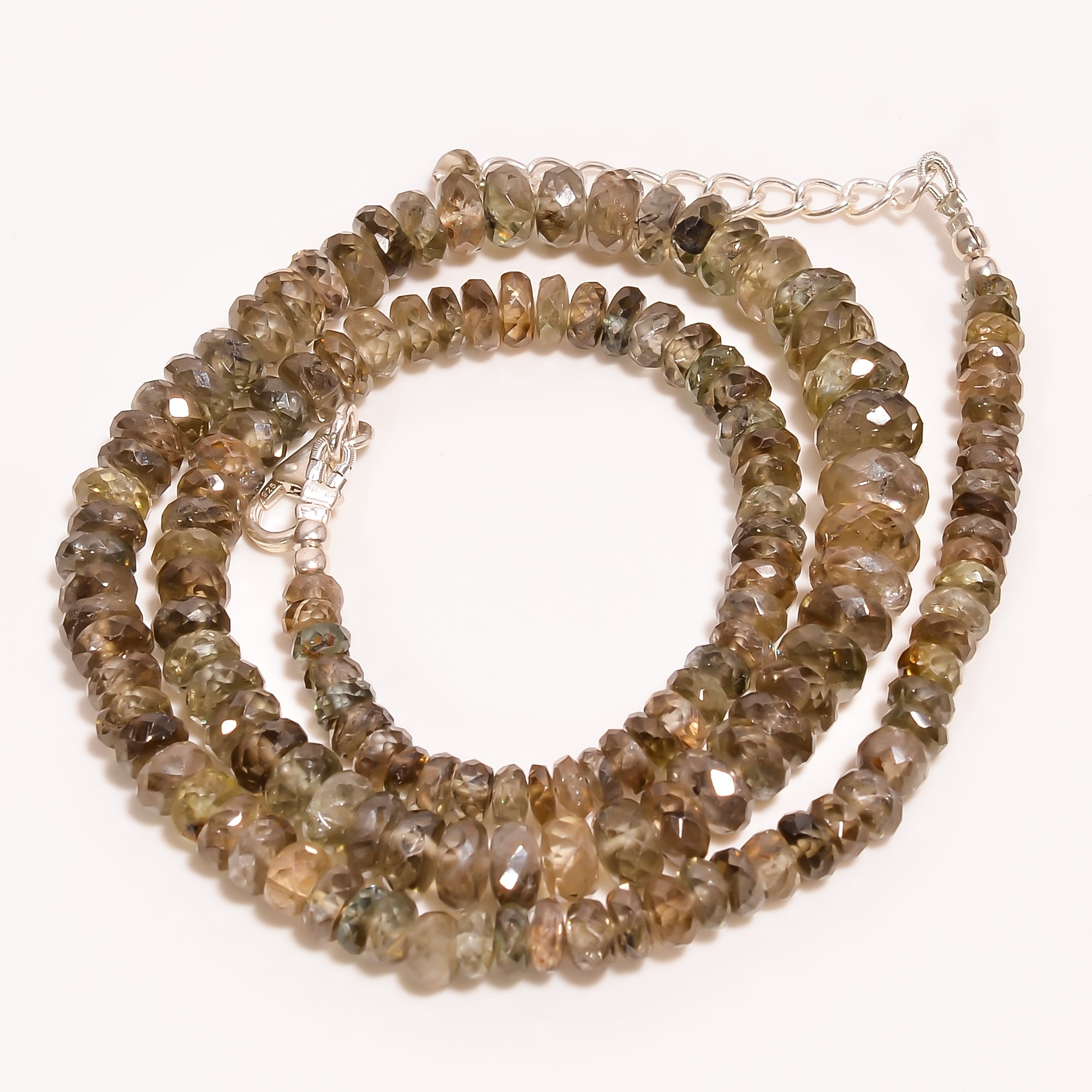 Zircon Natural Gemstone Rondelle Shape Faceted Beads Necklace 17-19" ,4X4 8X8 mm 190 Ct. YN-237