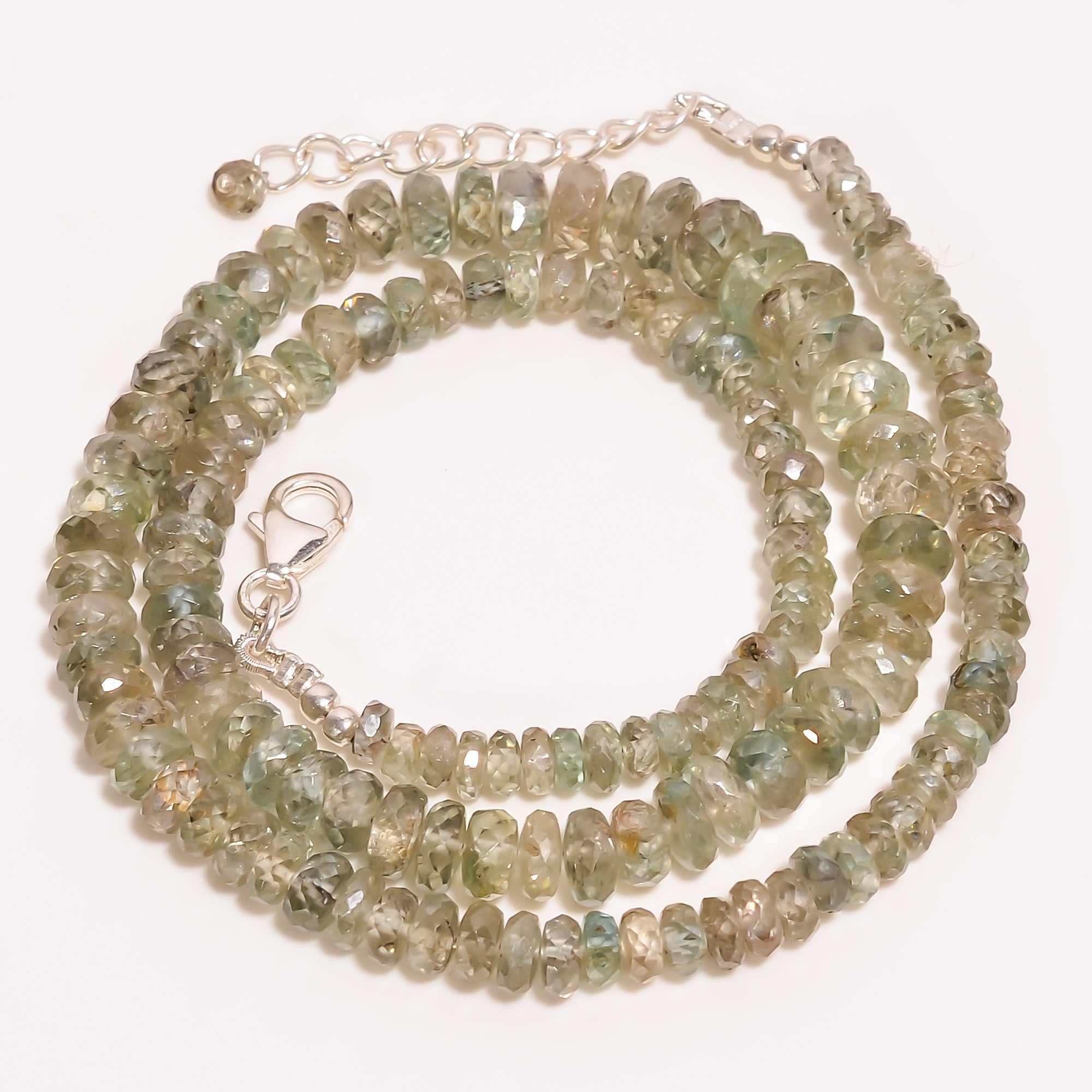 Zircon Natural Gemstone Rondelle Shape Faceted Beads Necklace 17-19" ,3X3 8X8 mm 191.5 Ct. YN-238