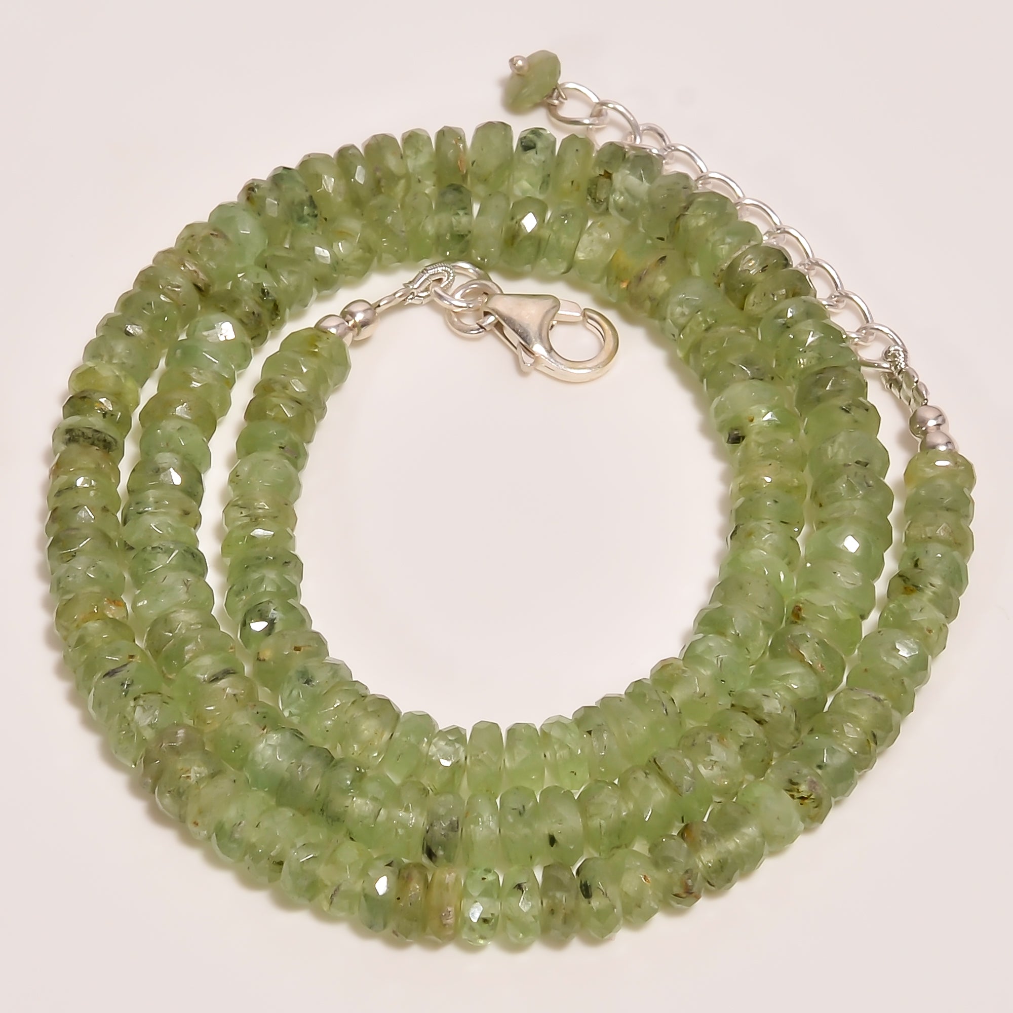Green Kyanite Natural Gemstone Rondelle Shape Faceted Beads Necklace 17-19" ,5X5X3 mm 132 Ct. YN-247
