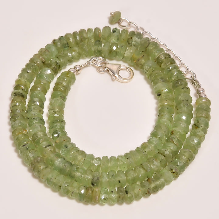 Green Kyanite Natural Gemstone Rondelle Shape Faceted Beads Necklace 17-19" ,5X5X3 mm 132 Ct. YN-247