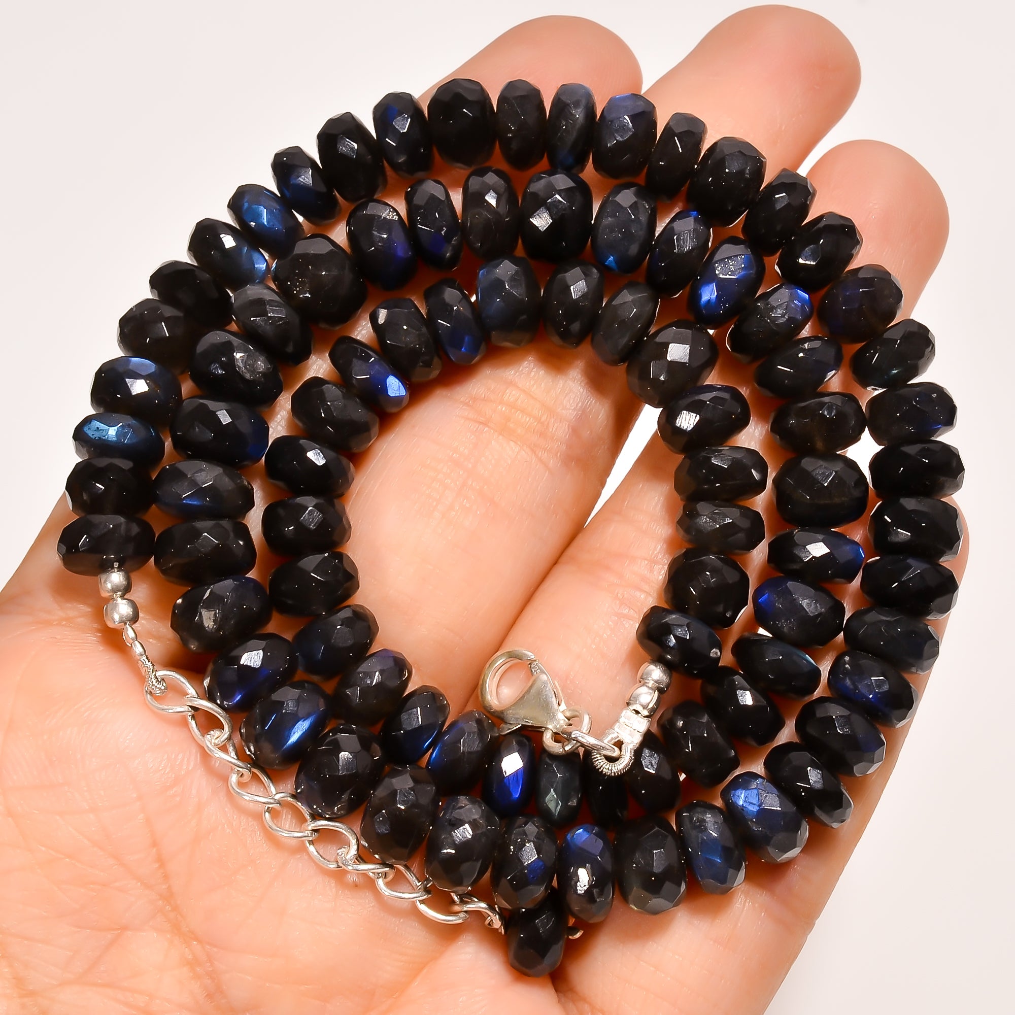 Labradorite Natural Gemstone Rondelle Shape Faceted Beads Necklace 17-19" ,7X7X4 mm 198 Ct. YN-248
