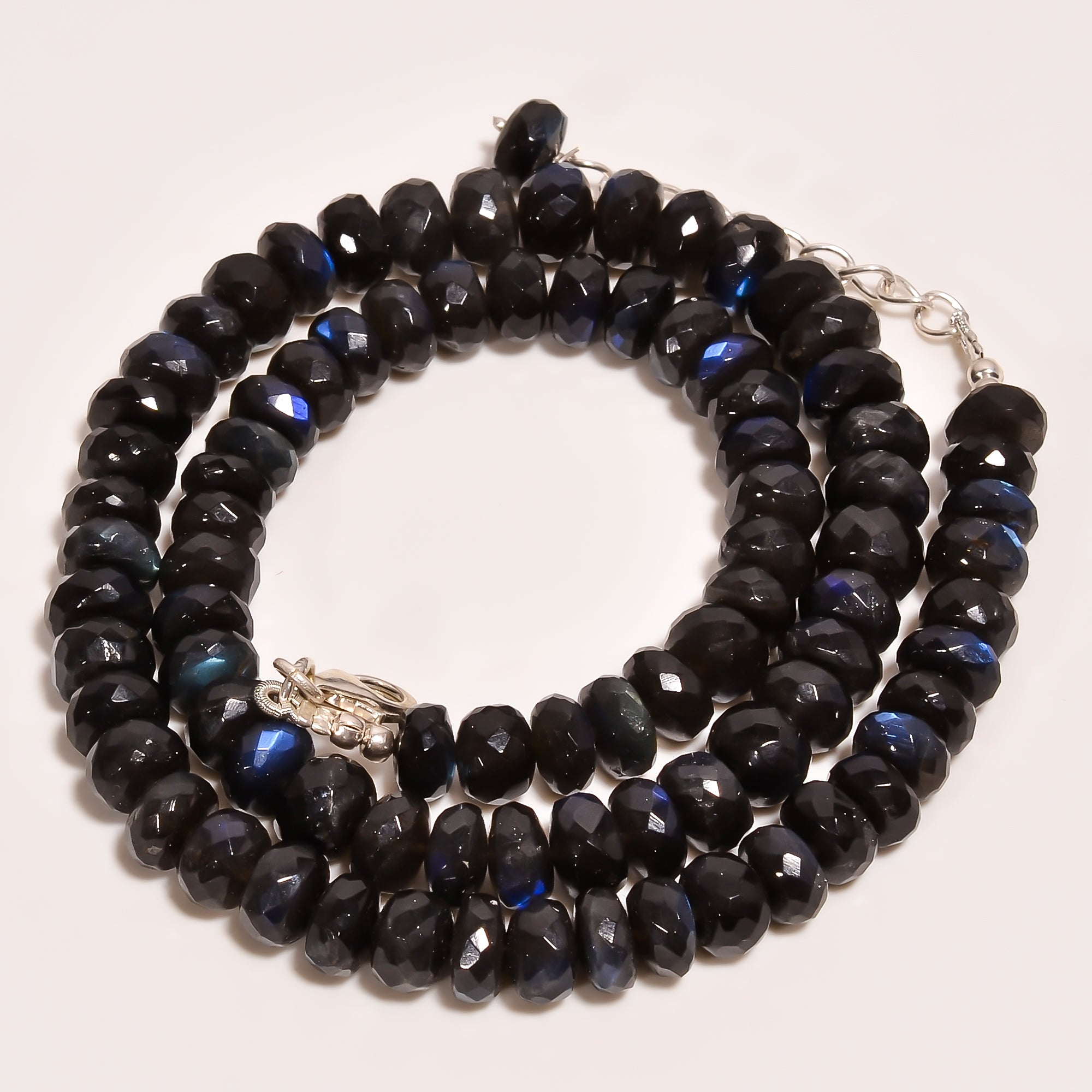 Labradorite Natural Gemstone Rondelle Shape Faceted Beads Necklace 17-19" ,7X7X4 mm 198 Ct. YN-248