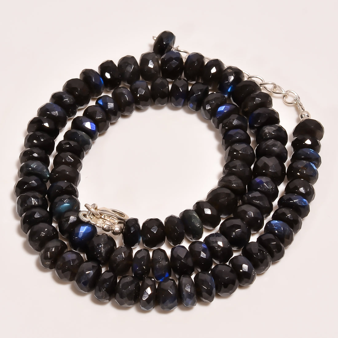 Labradorite Natural Gemstone Rondelle Shape Faceted Beads Necklace 17-19" ,7X7X4 mm 198 Ct. YN-248