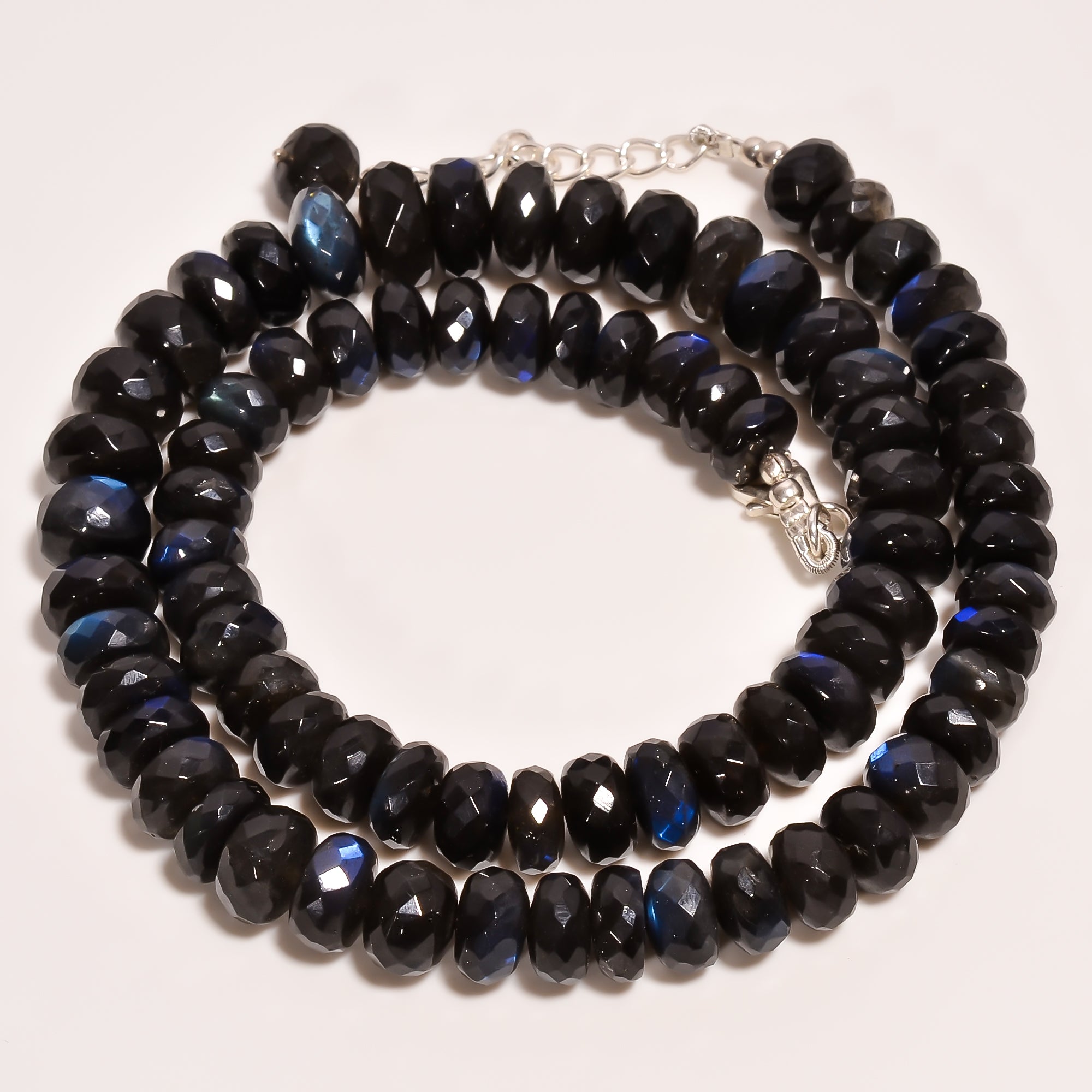 Labradorite Natural Gemstone Rondelle Shape Faceted Beads Necklace 17-19" ,8X8 10X10 mm 260 Ct. YN-252