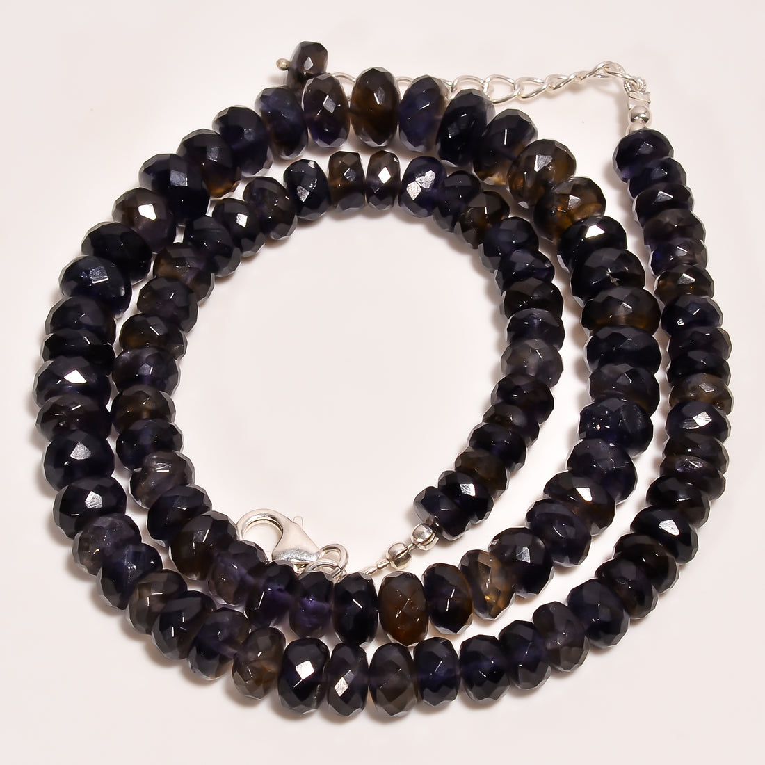Iolite Natural Gemstone Rondelle Shape Faceted Beads Necklace 17-19" ,6X6 9X9 mm 181 Ct. YN-255