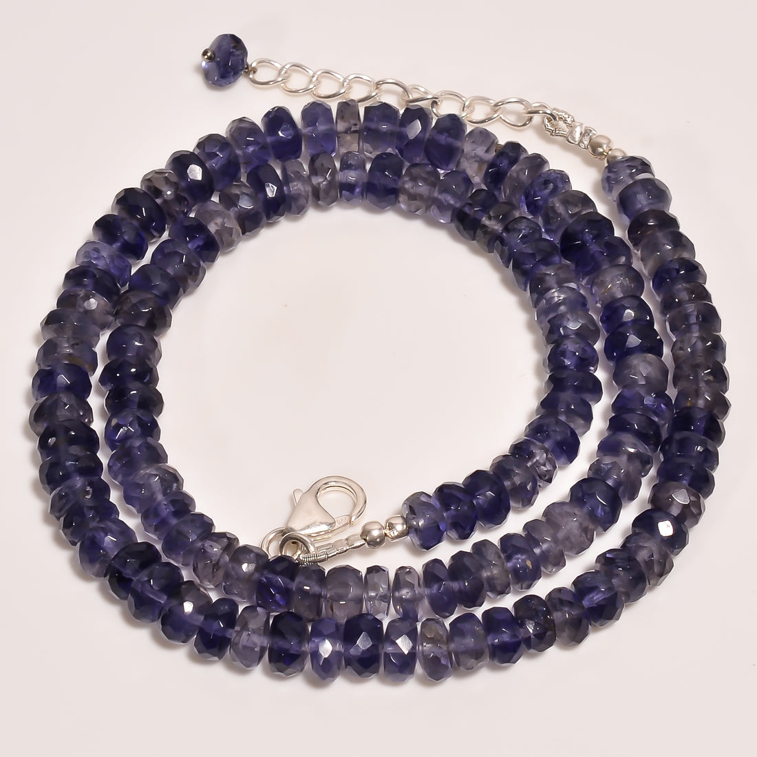 Iolite Natural Gemstone Rondelle Shape Faceted Beads Necklace 17-19" ,6X6X4 mm 126 Ct. YN-256