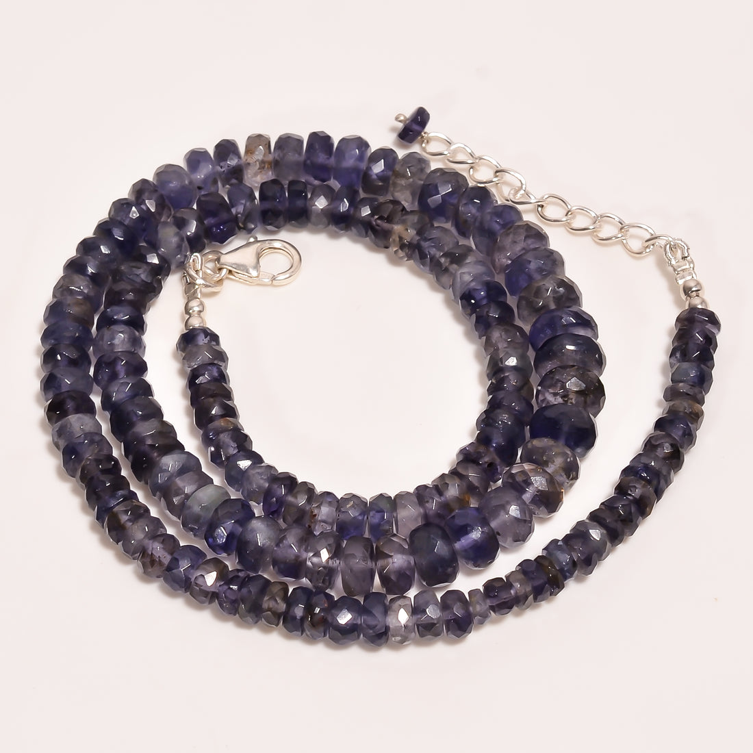 Iolite Natural Gemstone Rondelle Shape Faceted Beads Necklace 17-19" ,5X5 6X6 mm 127.5 Ct. YN-257