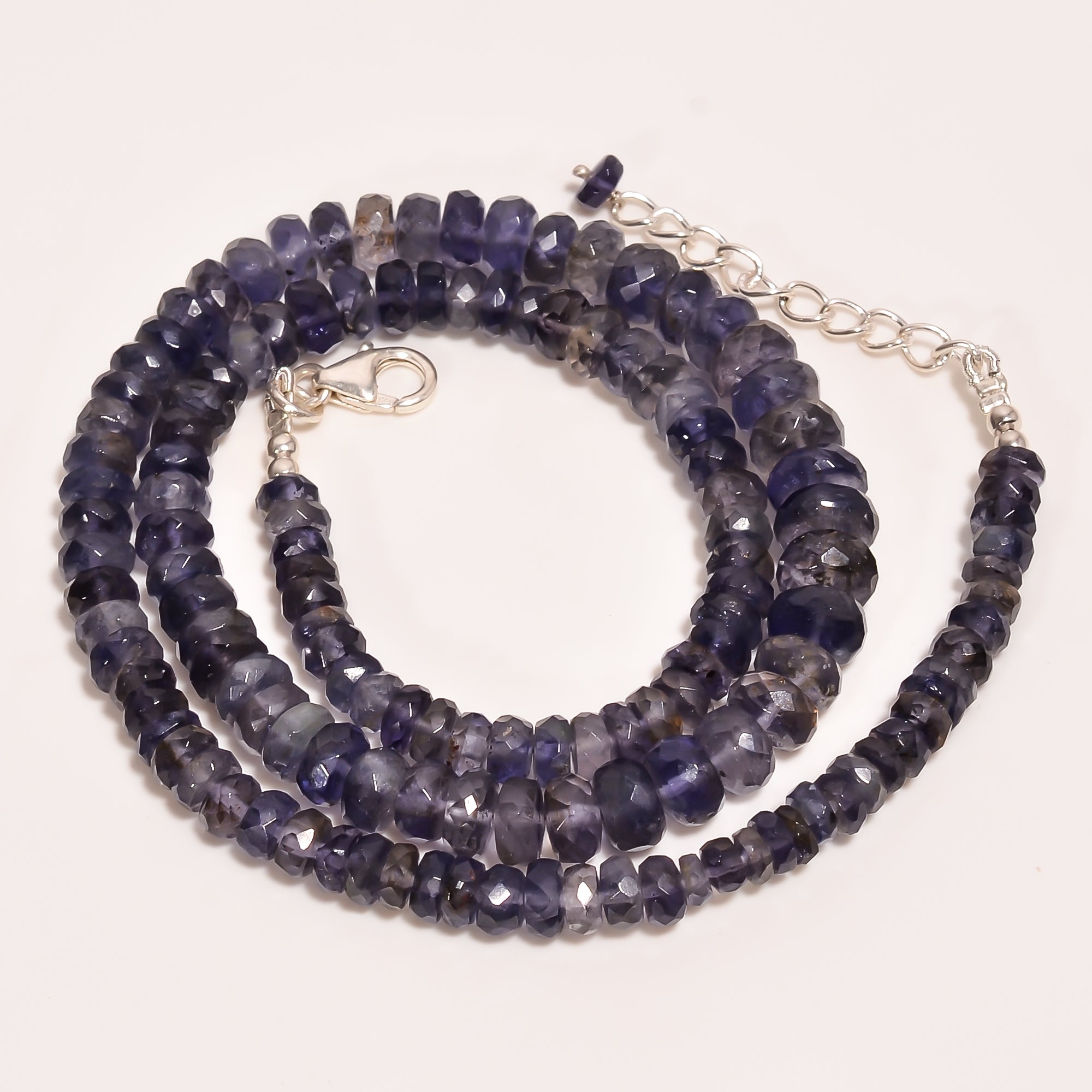 Iolite Natural Gemstone Rondelle Shape Faceted Beads Necklace 17-19" ,5X5 6X6 mm 127.5 Ct. YN-257