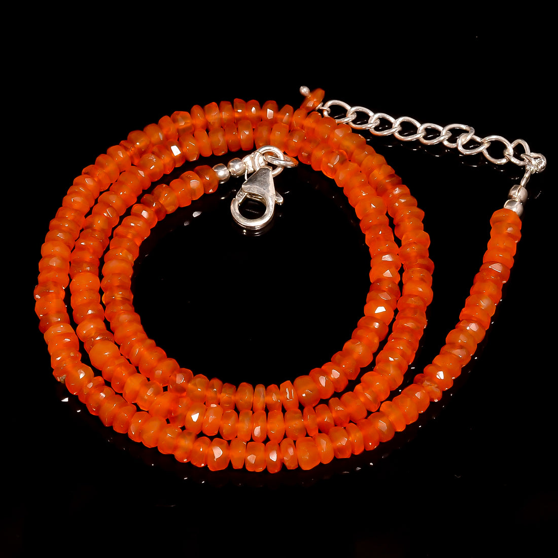 Carnelian Natural Gemstone Rondelle Shape Faceted Beads Necklace 17-19" ,4X4X3 mm 61.5 Ct. YN-273