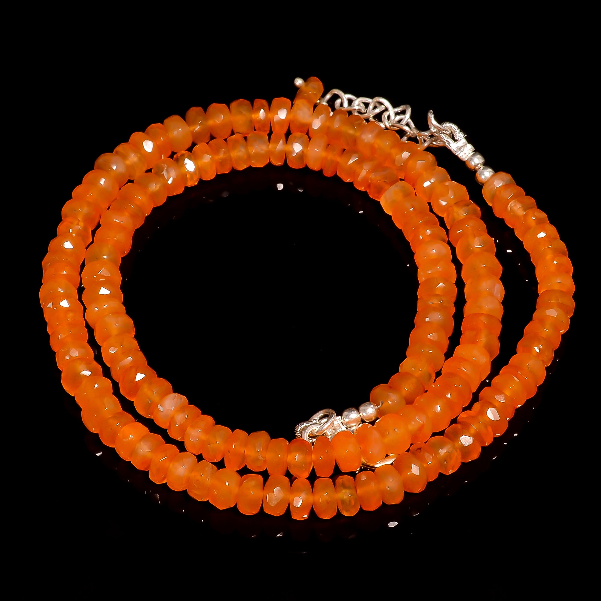 Carnelian Natural Gemstone Rondelle Shape Faceted Beads Necklace 17-19" ,5X5X4 mm 91.5 Ct. YN-275
